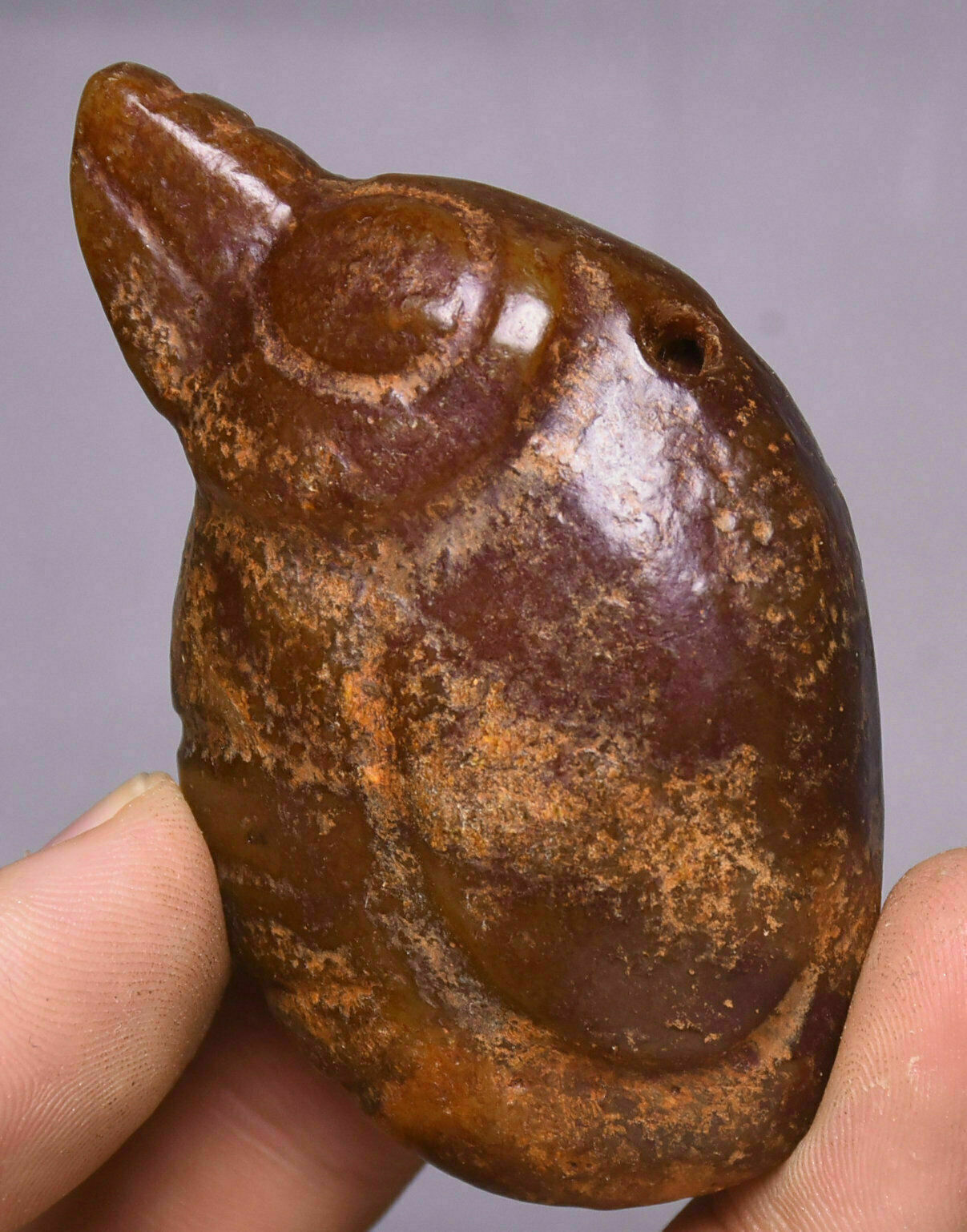6.5cm Hongshan Culture Old Jade Carving Bird Head Cicada CicalaAmulet Pendant