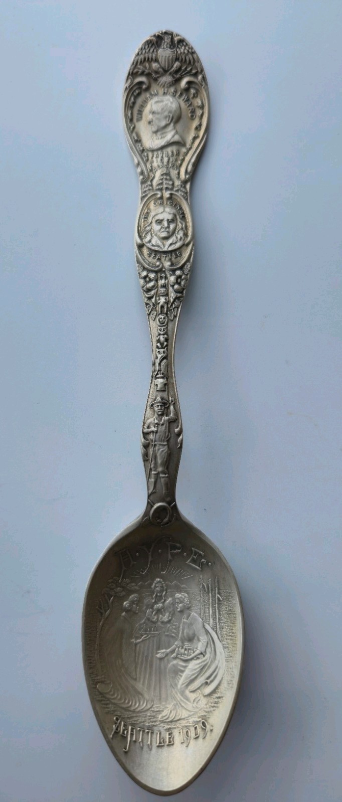 Vintage Sterling Silver Alaska Pacific Expo Souvenir Spoon 1909