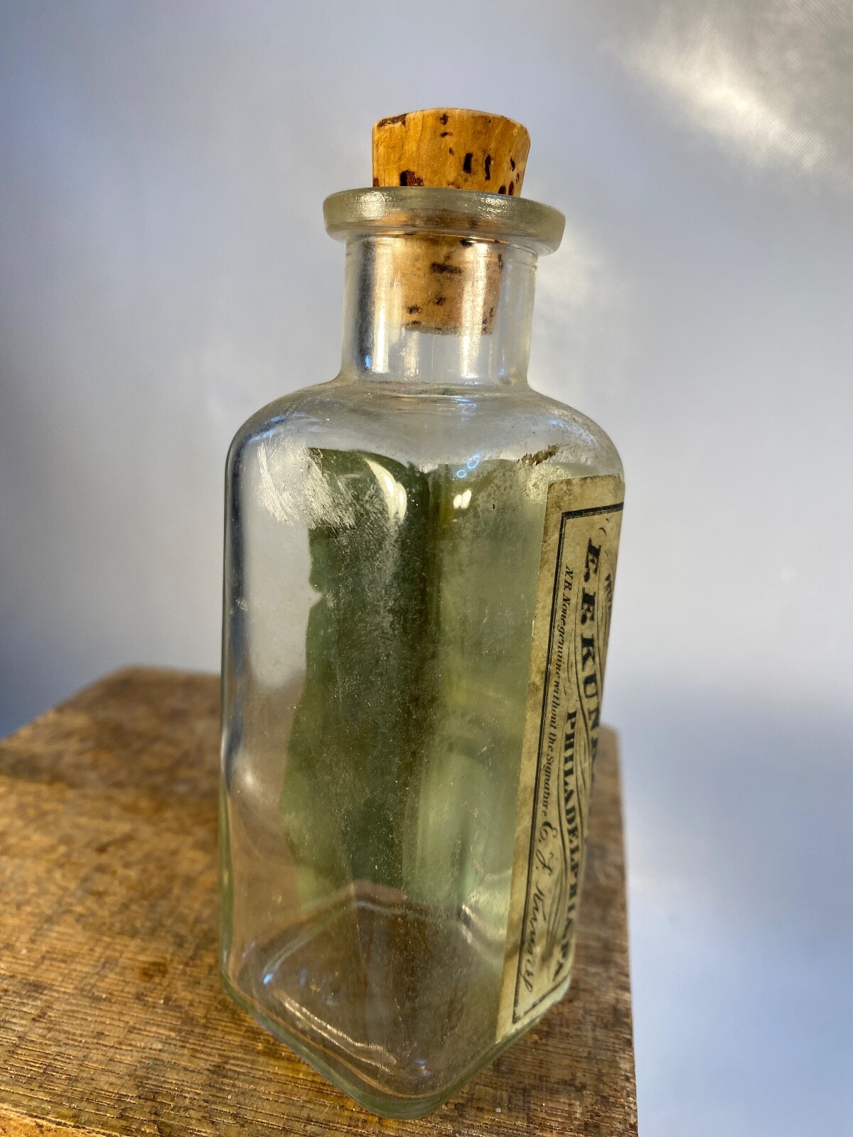 VERY RARE E. F. Kunkel Paper Label Medicine Bottle “Kunkel’s Bitterwine of Iron”