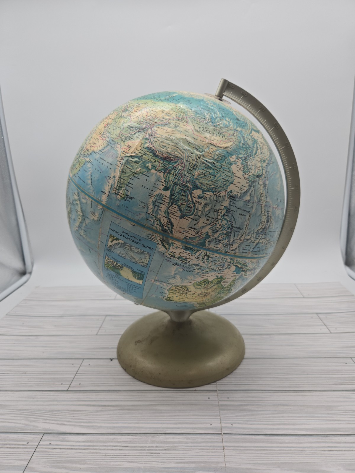 Vintage 1970s Rand McNally 12″ World Portrait Globe Raised Relief USSR