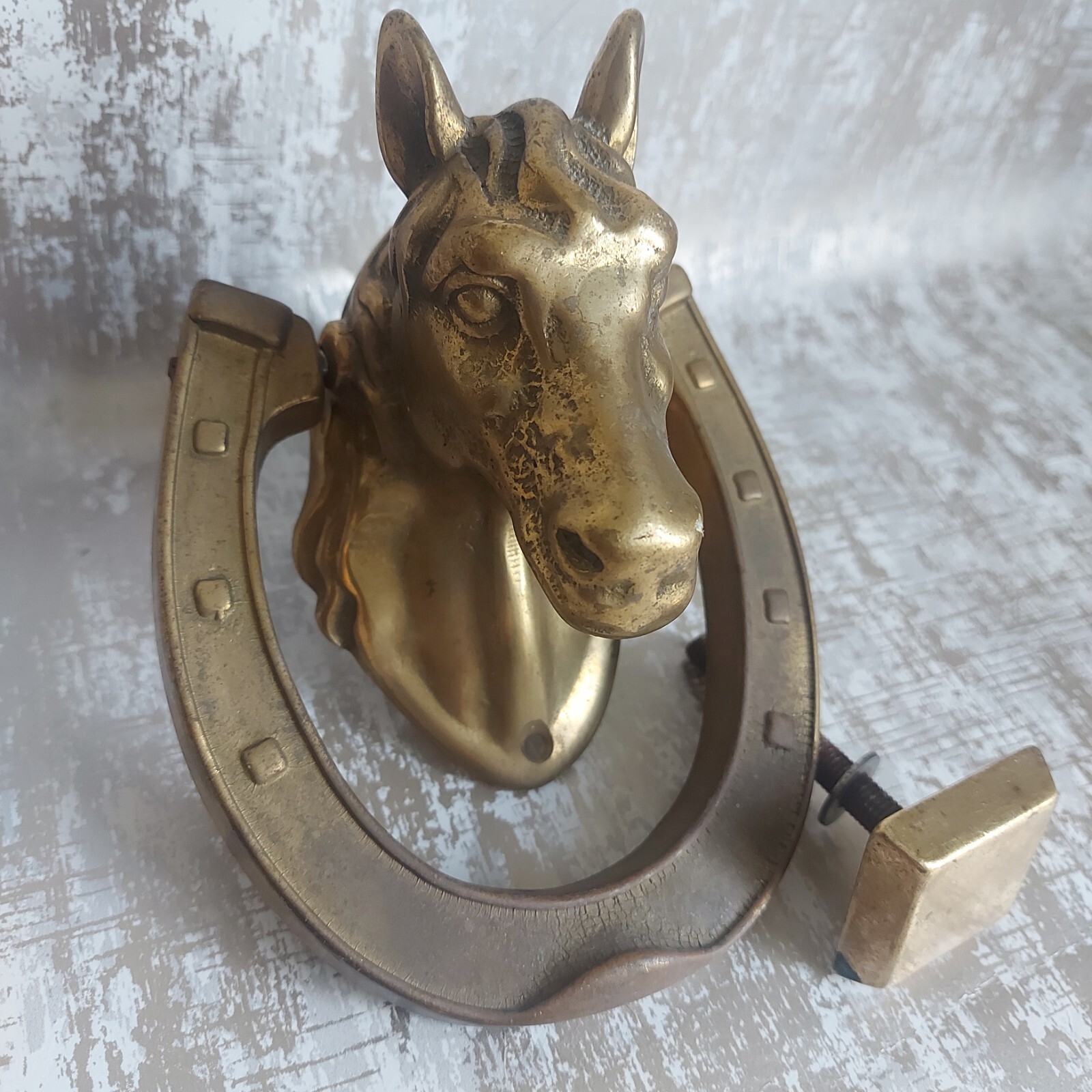 VINTAGE RECLAIMED SOLID BRASS HORSE HEAD X LARGE DOOR KNOCKER HEAVY OVER 1 KILO