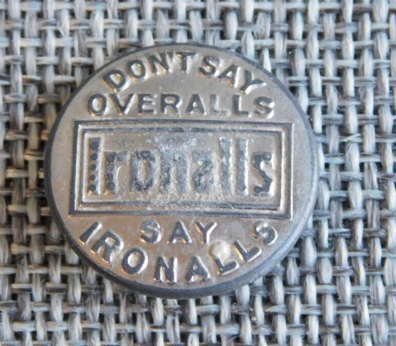 Antique Vtg Uniform Button Ironalls Aprx: 13/16″ #1203-B