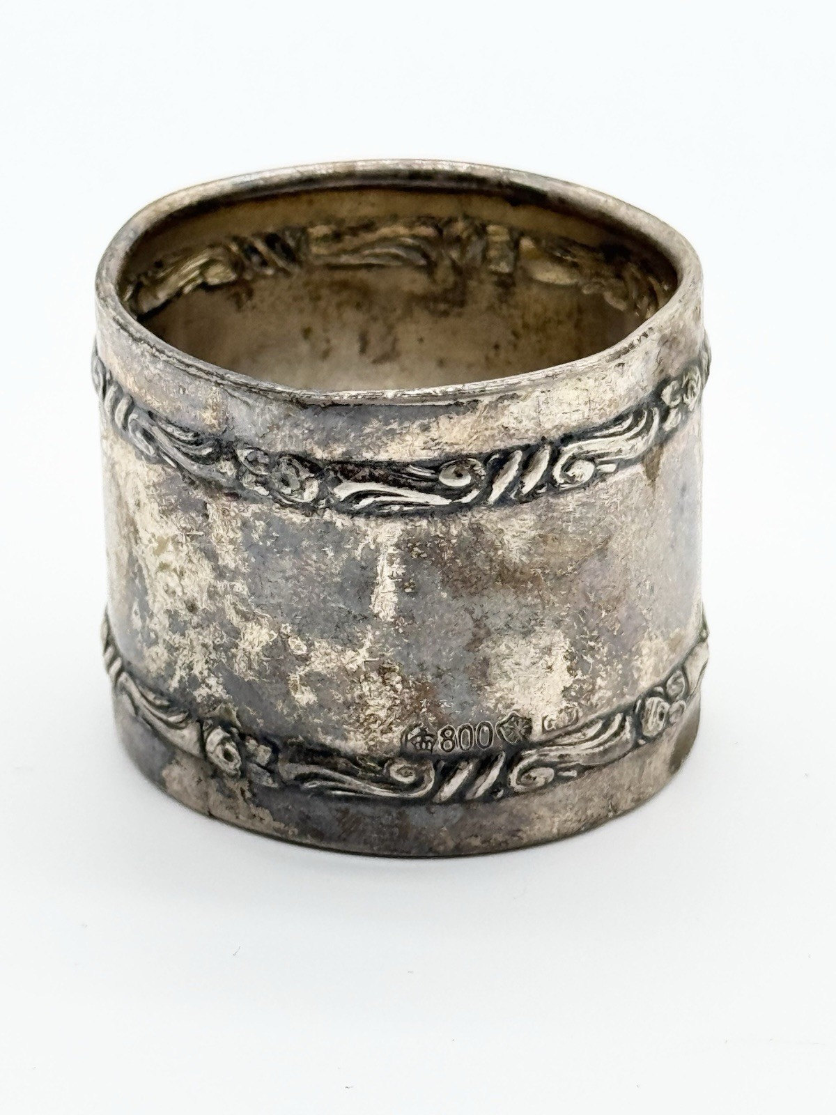 Vintage Sterling Silver 800 Napkin Ring Floral Etched English Victorian 11g T1