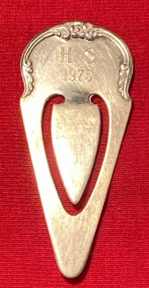 Vintage 1975 Sterling Silver Kirk & Son Bookmark #8 “1975 HS” Monogram 2.5 In