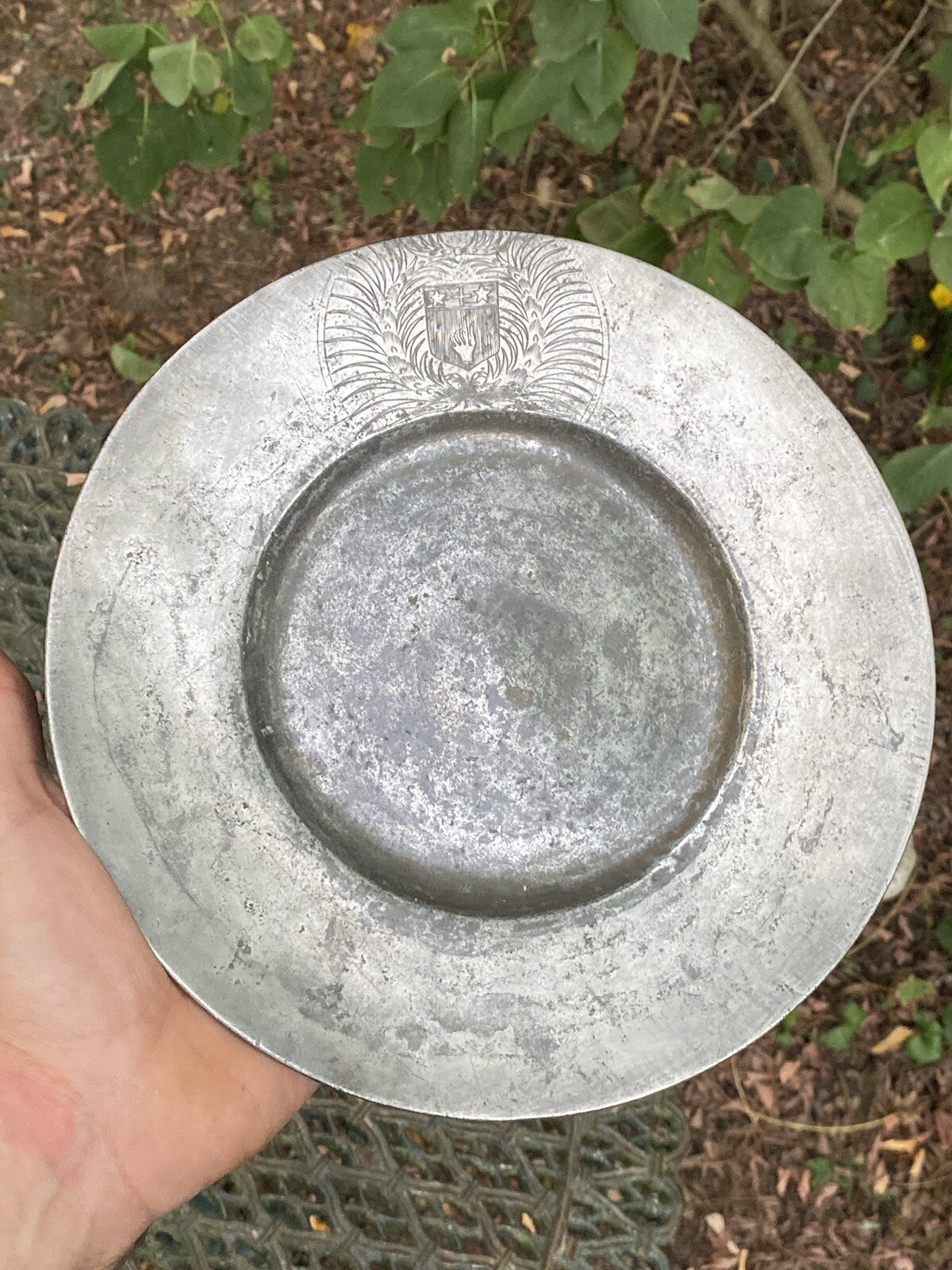 Large Winged Pewter Plate Called ‘À La Cardinal’ & Heraldry & Coat Of Arms