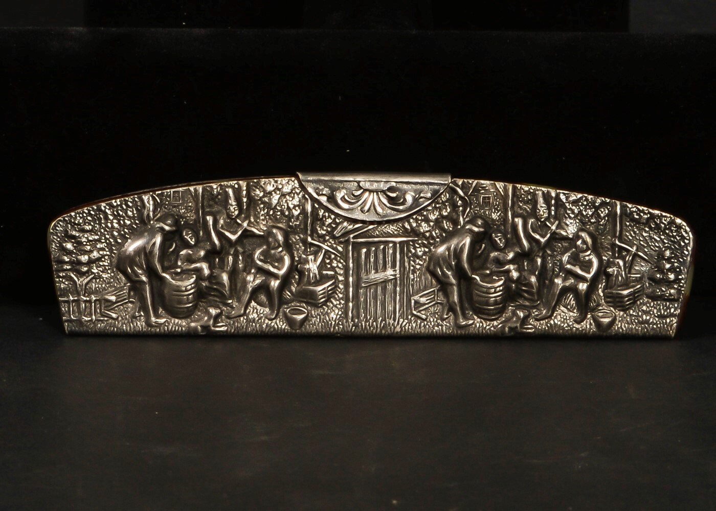 Vintage Silver Plated Repousse Comb & Holder 30g Tavern Danish Hans Jensen 5″