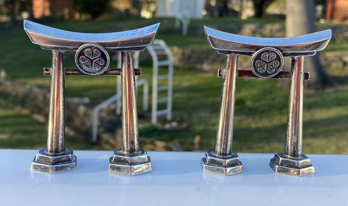 Vintage Sterling Japanese Shinto Torii Gate Salt And Pepper Shakers