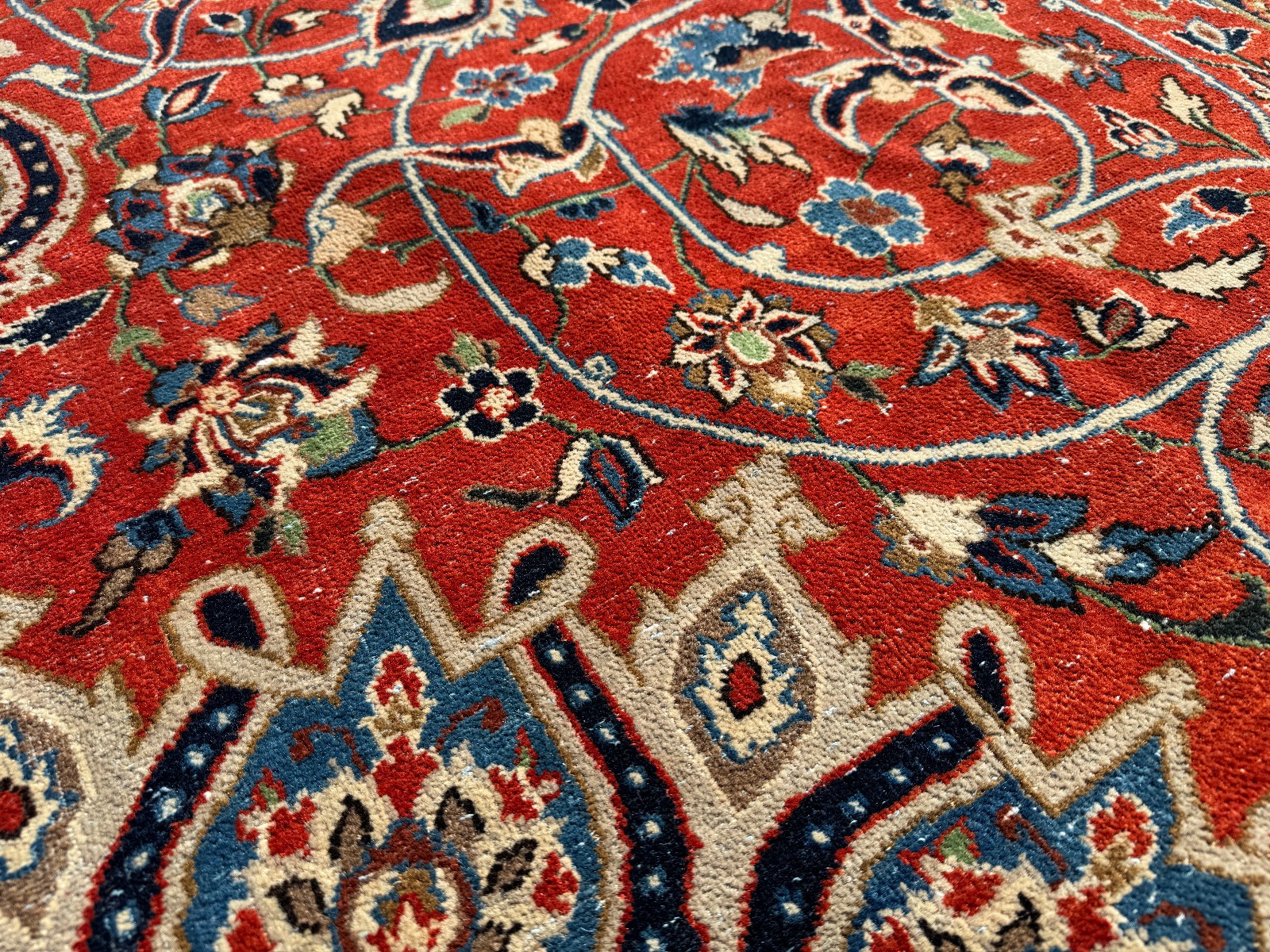 9×12 RED ANTIQUE ORIENTAL RUG blue handmade vintage HAND-KNOTTED fine navy 9×13