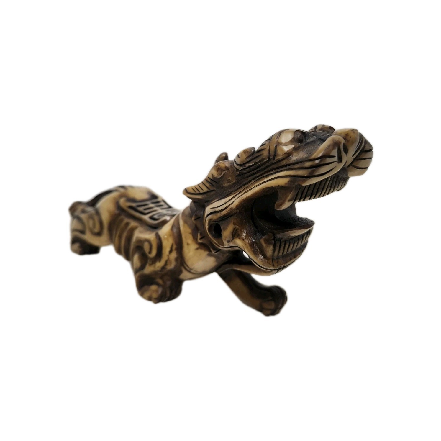 Antique Chinese Hand Carved Stone Dragon Pillow Statue Fengshui Mythical Beast