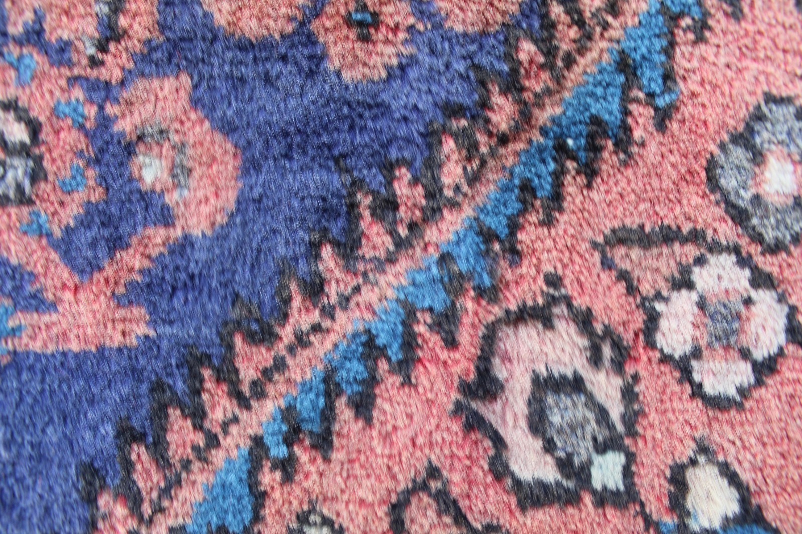 Vintage Hand Made Traditional Oriental Wool Blue Red Long Rug Runner 292x104cm