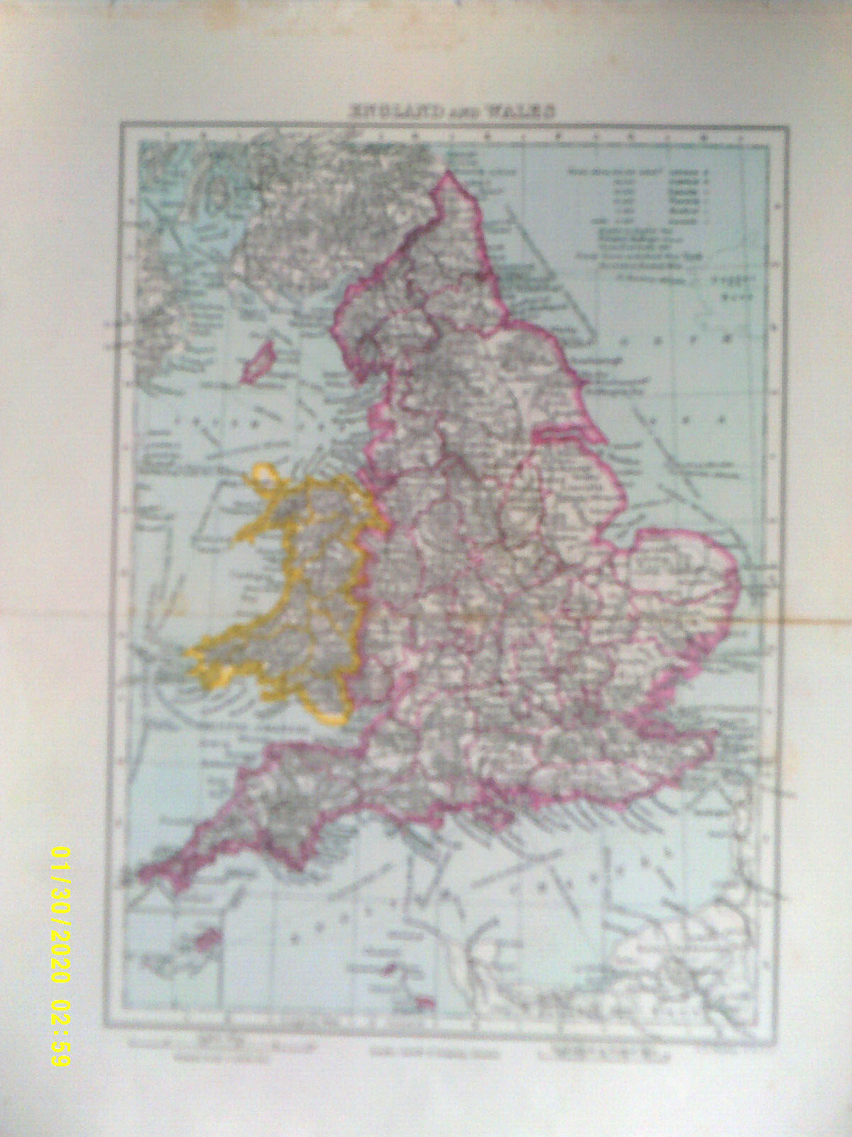 Antique Map. ENGLAND and WALES. f.s. wELLER. pUB’D cASSELL & c0. C1899. G+.