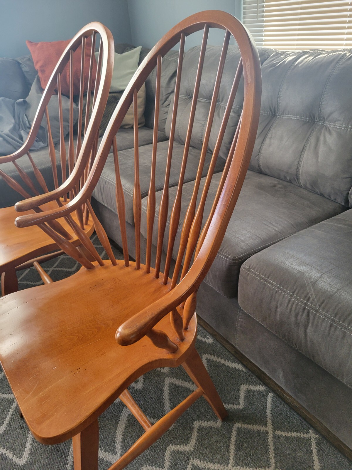 VINTAGE MID CENTURY SLOVENIA~LOGATOR~ WINDSOR DINING CHAIRS (2)~ORIGINAL FINISH