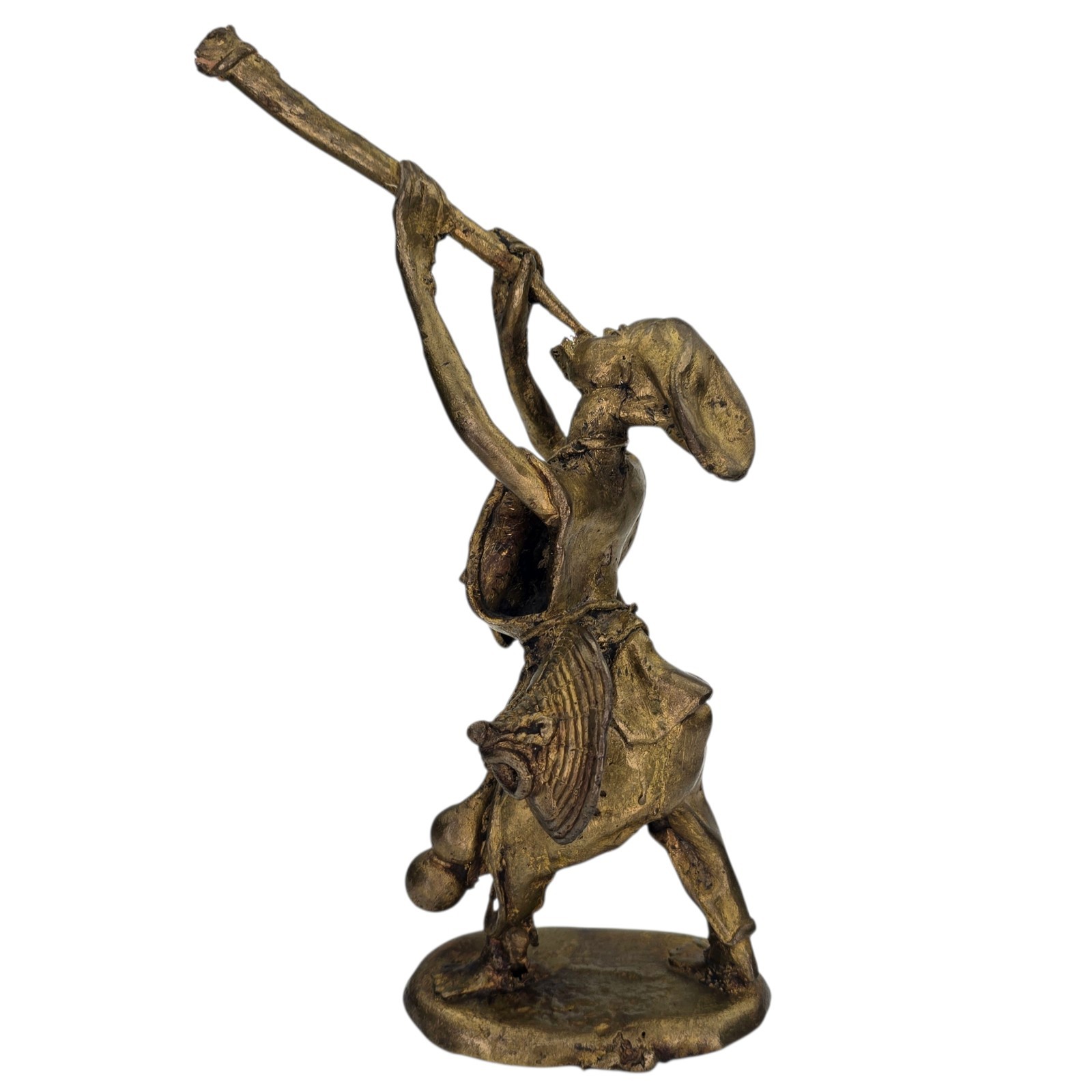 Antique Early 20th Century Brutalist Folk Art Bronze African Musician Statue