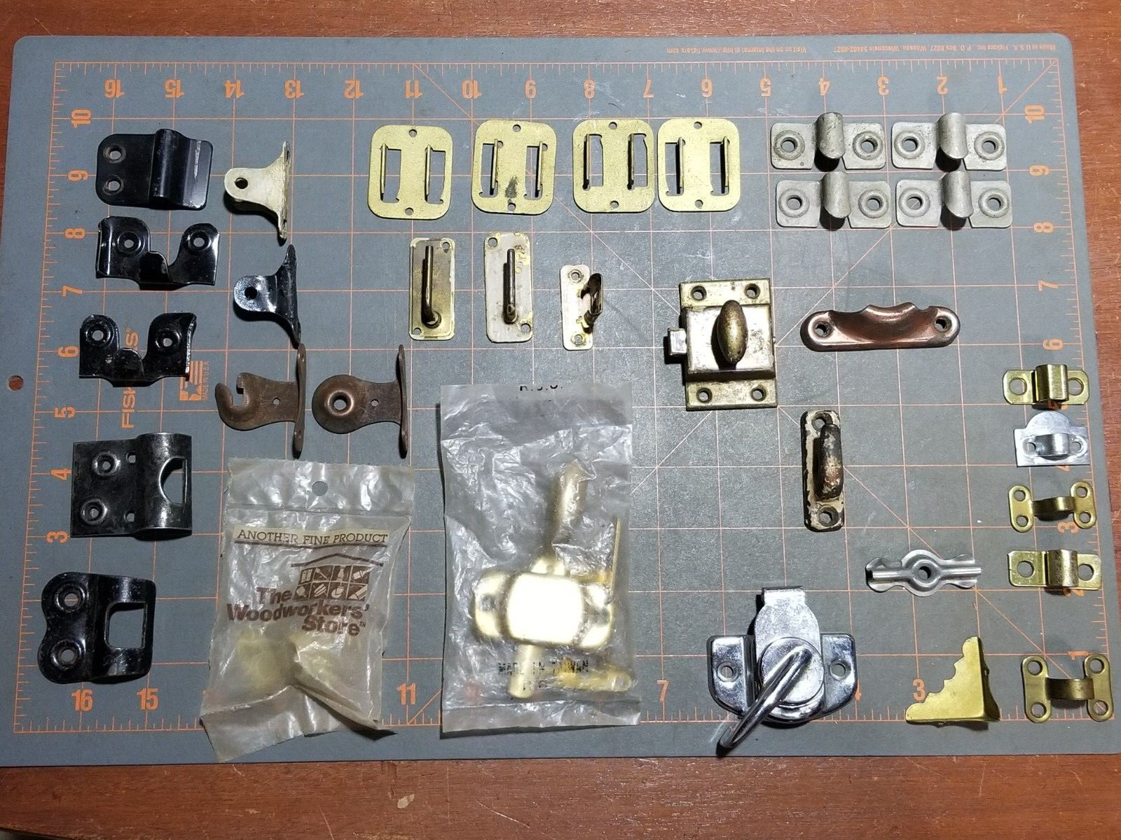 Various Vintage Hardware Junk Drawer Cupboard Latch Parts New Elbow Latch