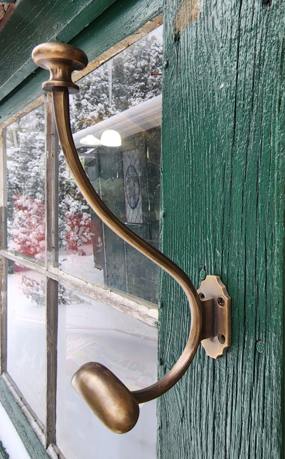 2 x Large Antique Style Solid Brass Wall Mount double Hook Coat / Hat Rack #Q10