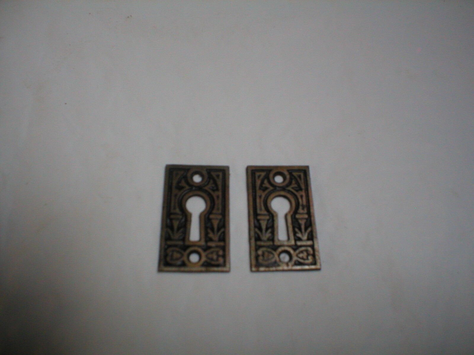 Antique Victorian Decorative Keyplate Pair