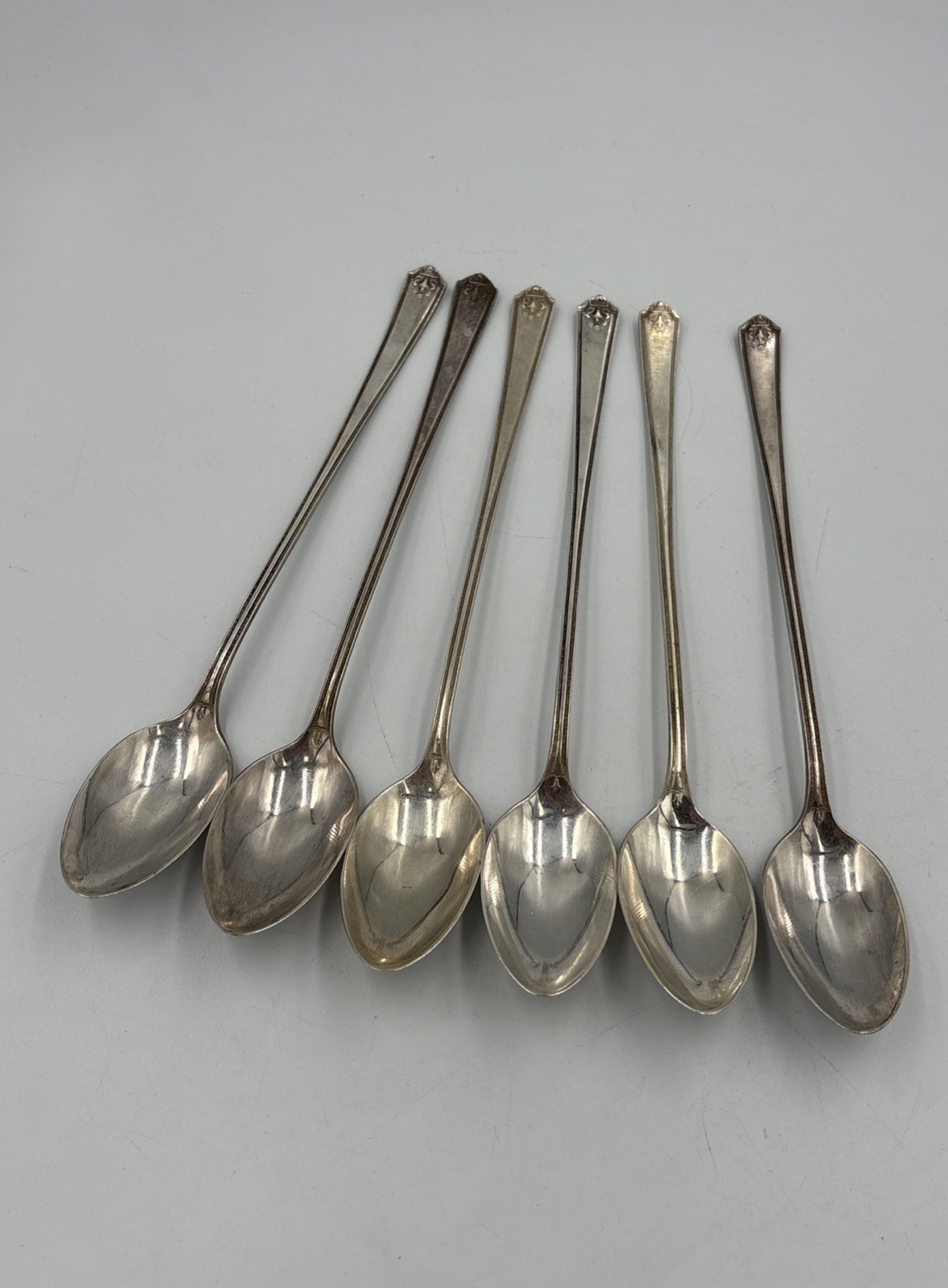 Wm Rogers Mount Royal Iced Tea Spoon Set Of 6 Silverplate 1924 Tarnished