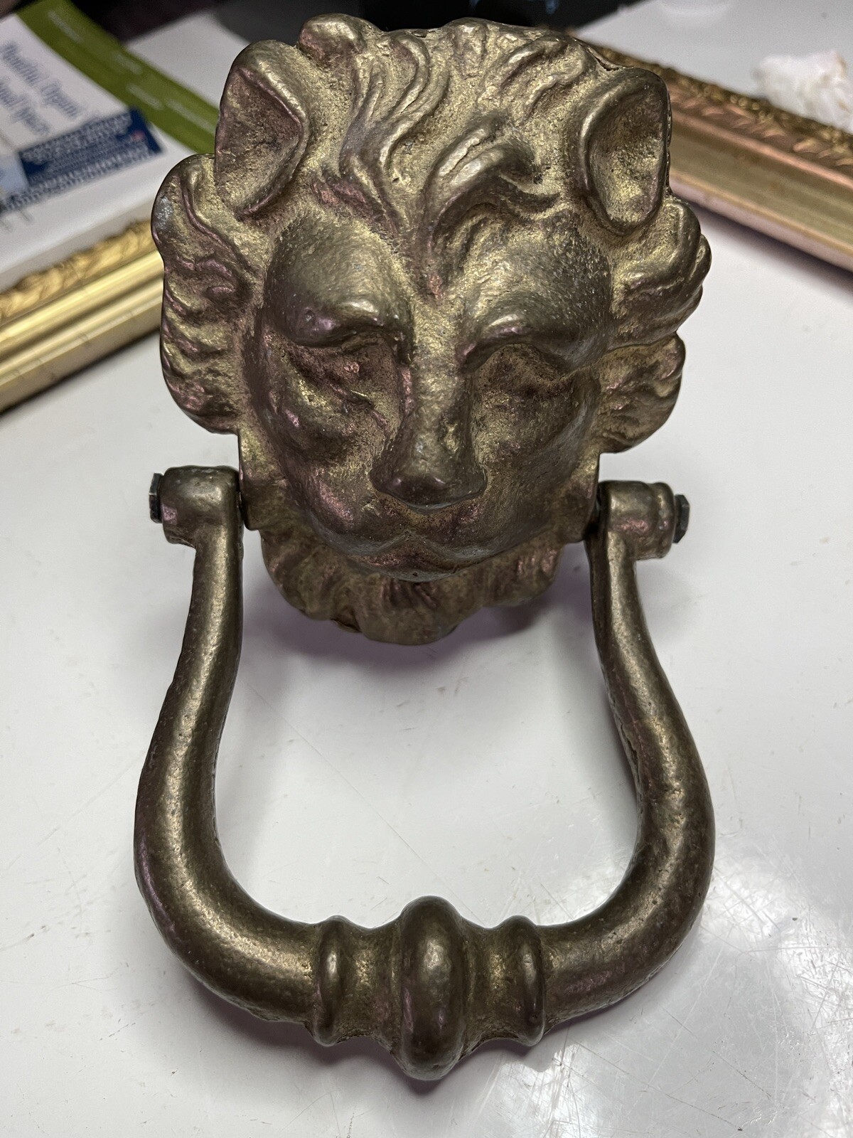 Vintage Solid Brass Lion Head Door Knocker, 2 Lbs, 6 Oz