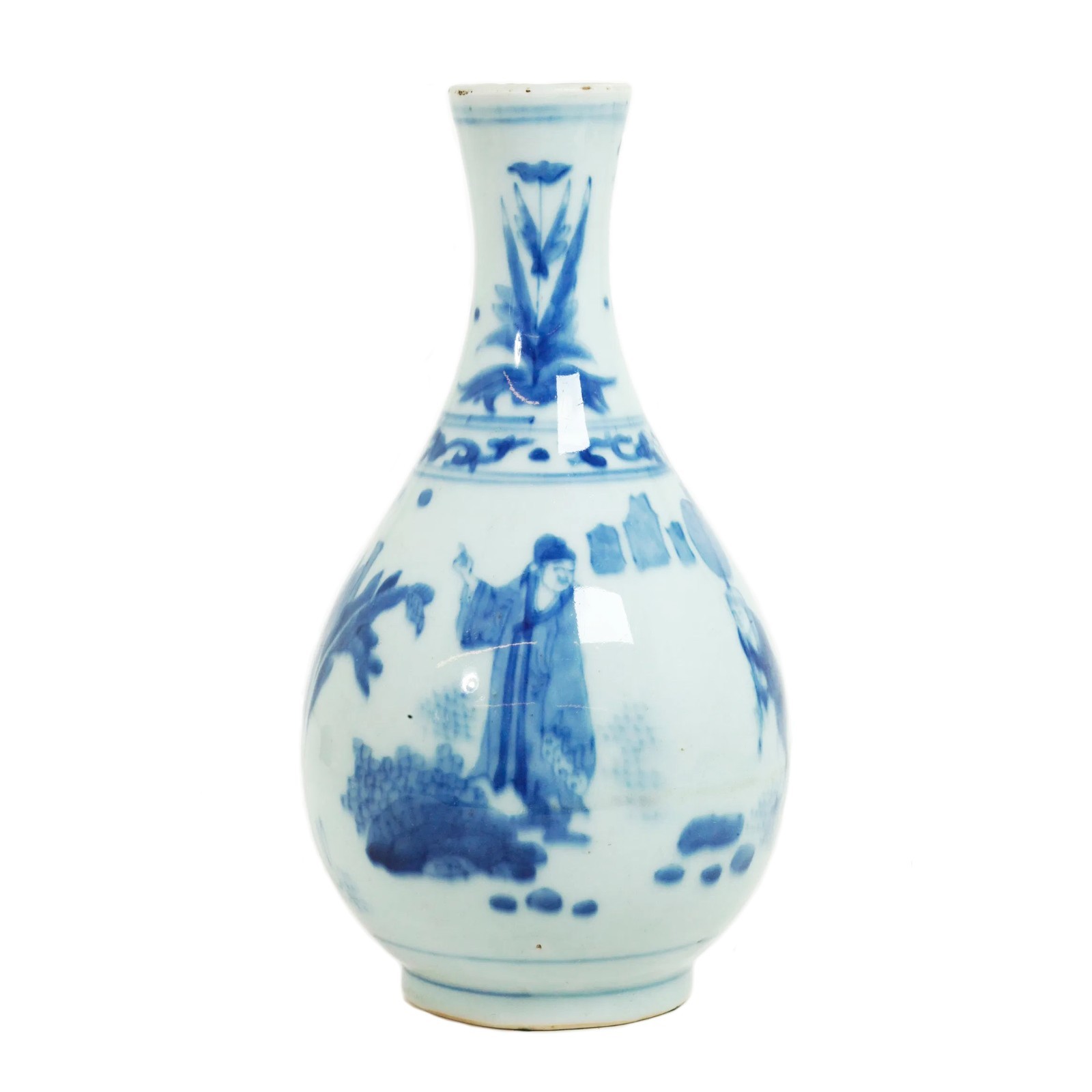 Ming Dynasty Blue and White Bottle Vase Porcelain Transitional Chongzhen period
