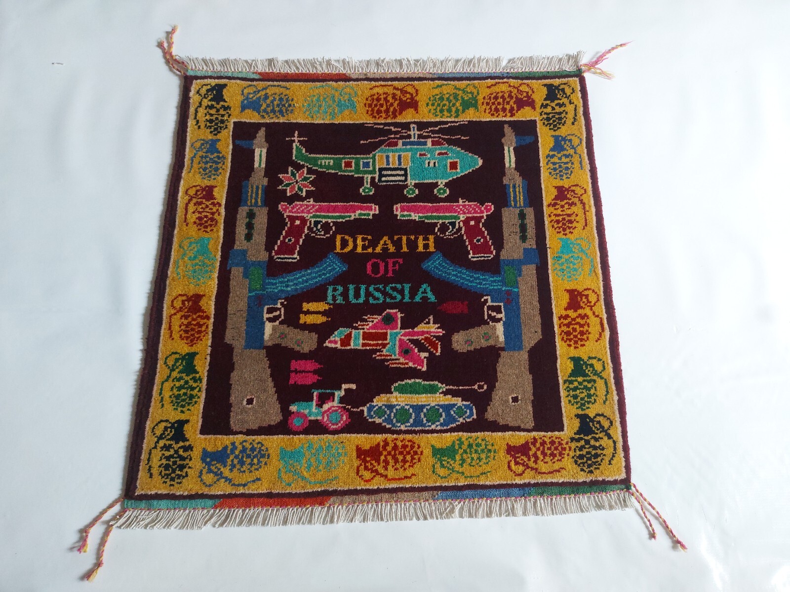 Ethnic rug Afghan War Art rug war Rug Turkmen Tribal handicrafts Folk Art #158
