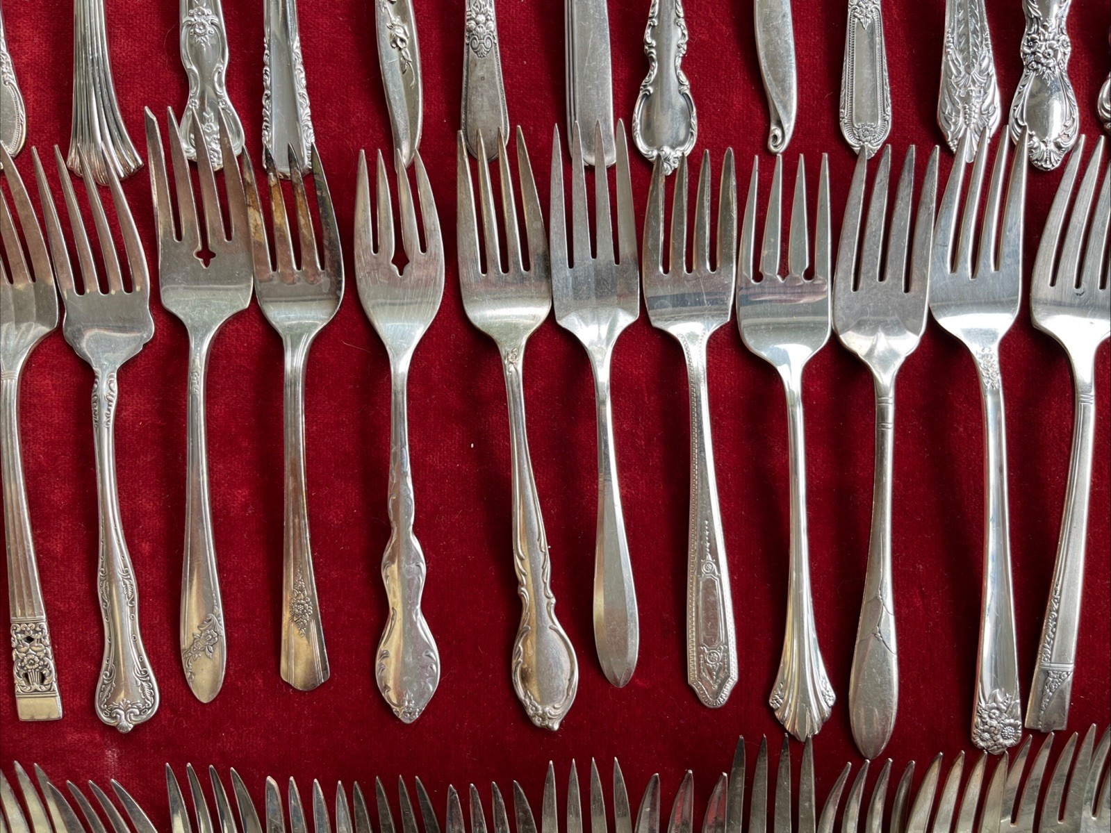 Vtg. Silverplate Flatware Salad Fork Lot of 100 Craft Repurpose