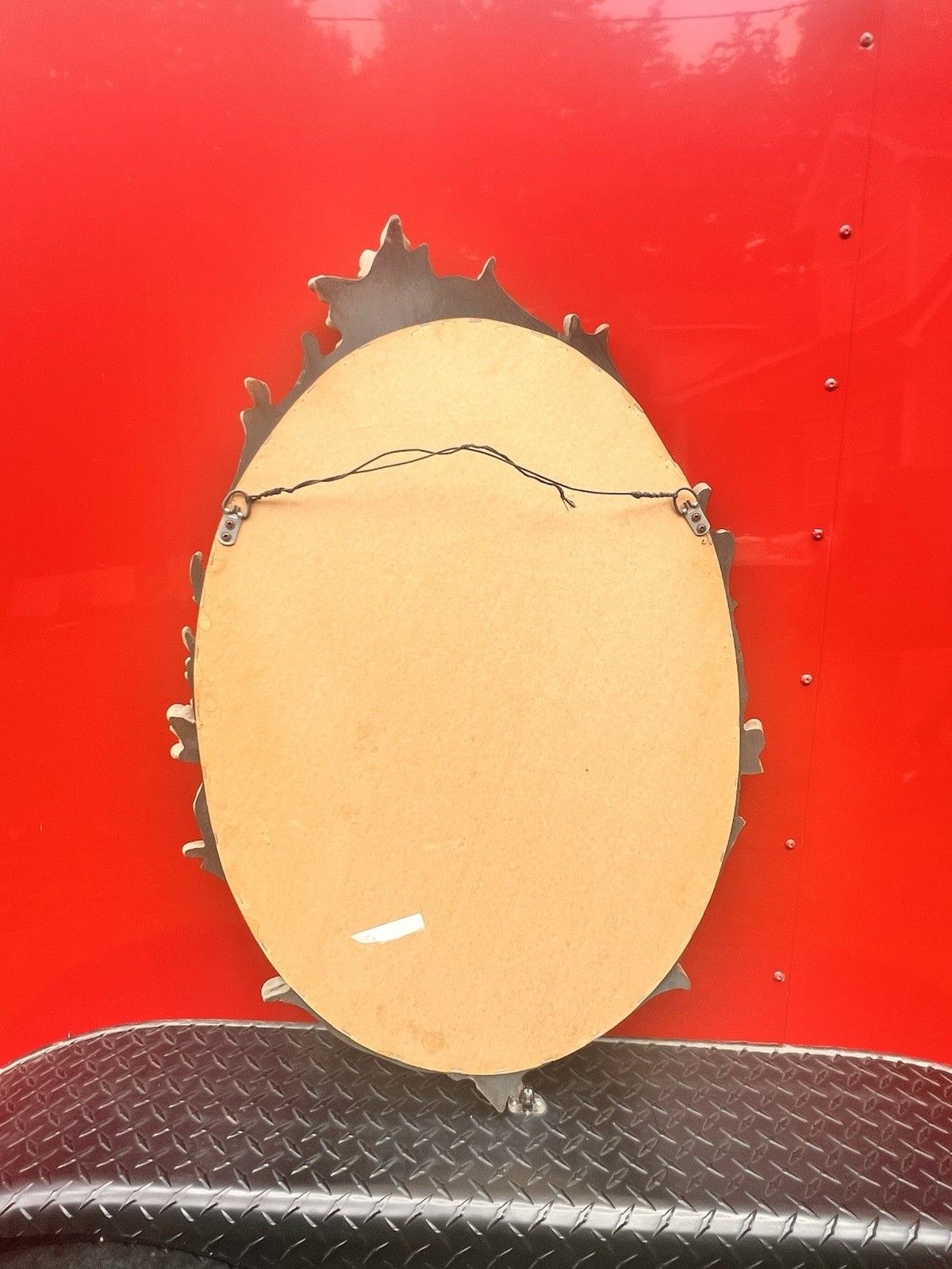 Rococo Style Oval Wall Mirror Ornate Antique Gold Resin Frame Beige Vertical