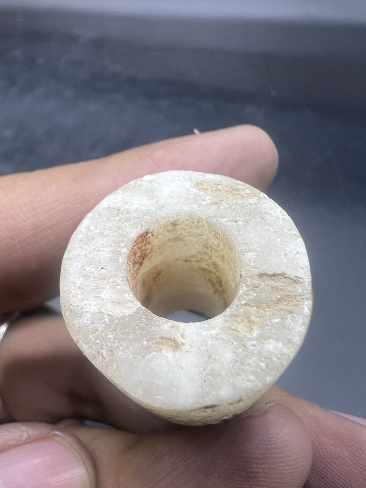 Ancient Cycladic Period Marble Stone Beads With Symbol Carved