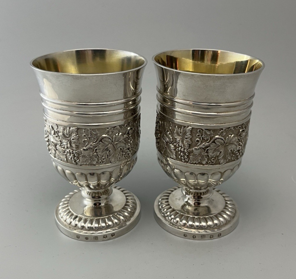 George III Scottish Silver Goblets Robert Gray Glasgow 1819 489g 13cm AOEZX