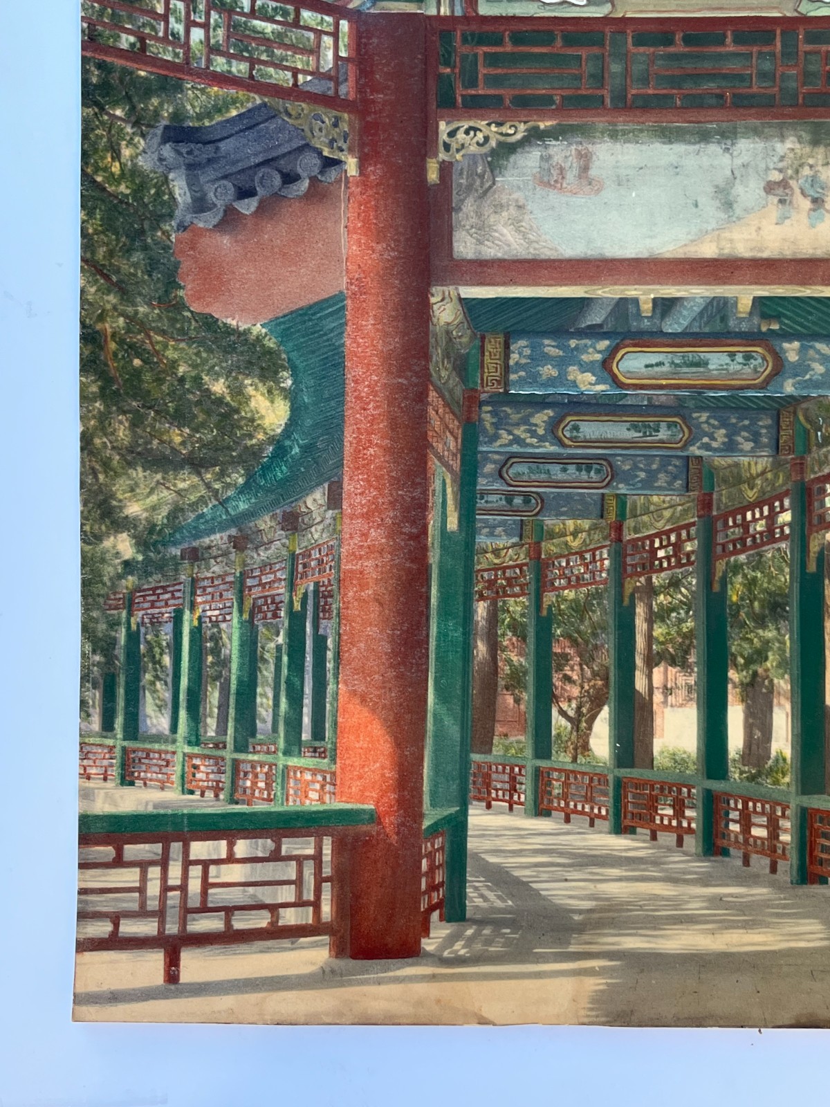 “Long Corridor, Summer Palace in Beijing” Hand Tinted Photo by Herbert C. White