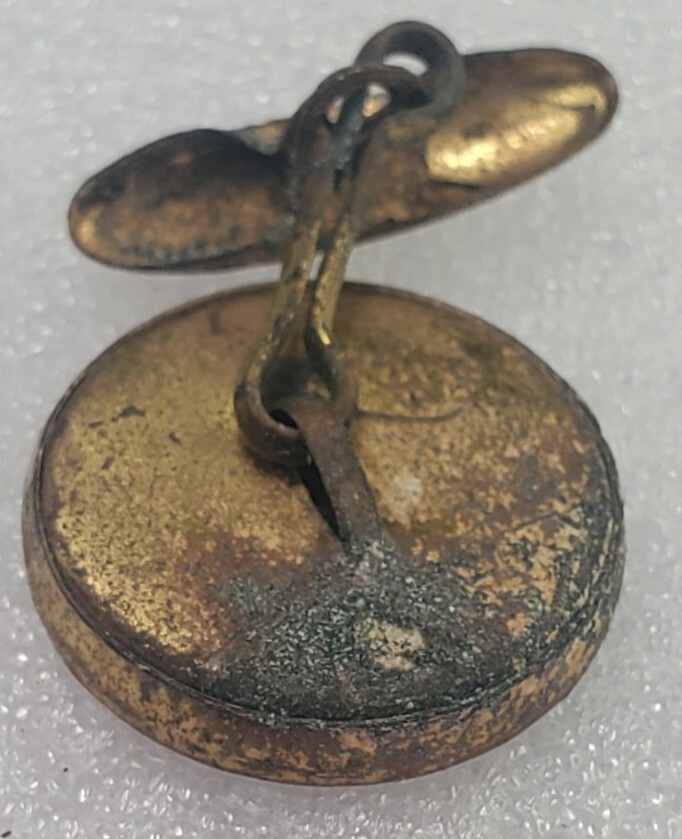 Brass Antique Button with Soldier Helmet Weapon .75″ Across With Cufflink