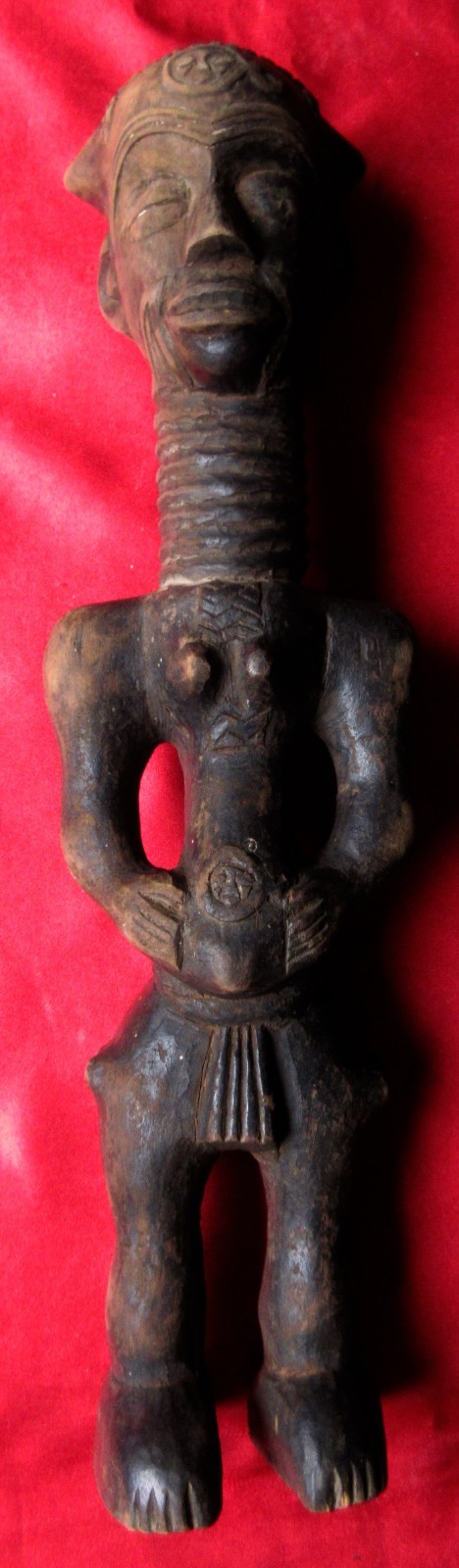 Antique 19-20C African Dogon Female Figure Mail West Africa 12.5″ X 3.5″ X 2.7″