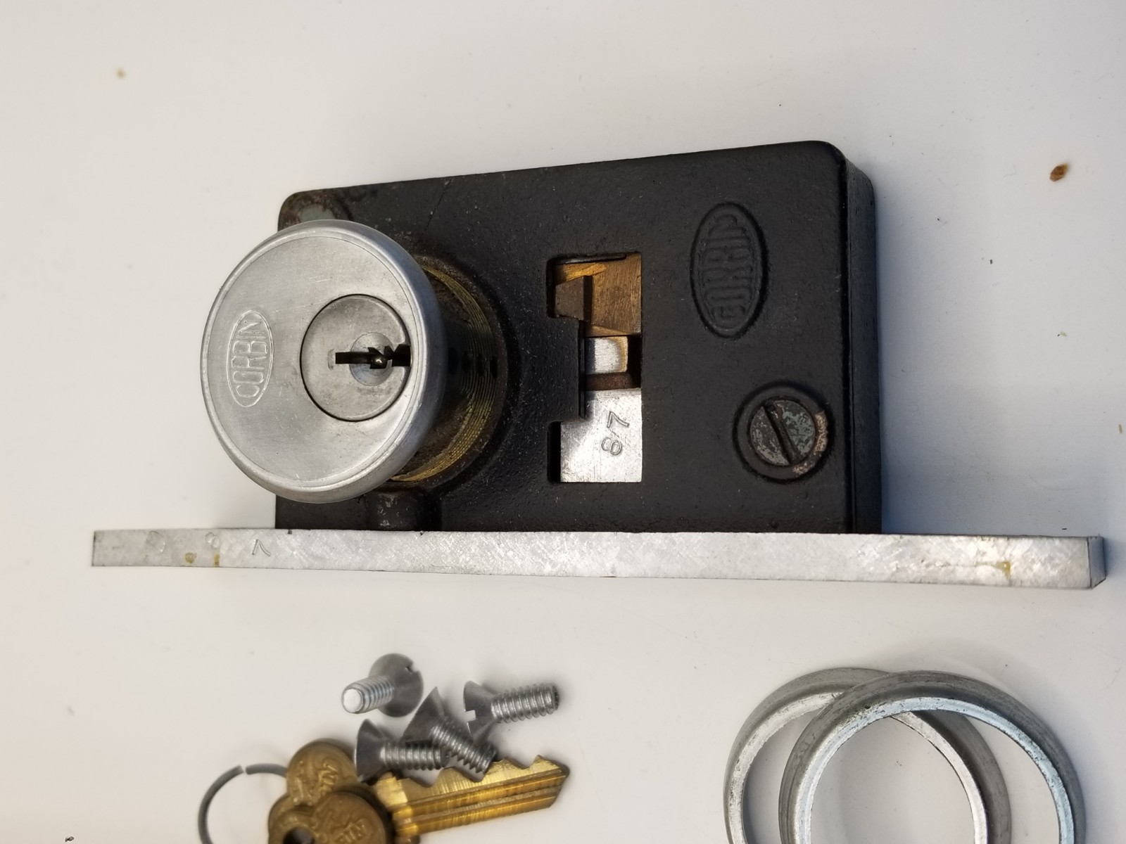 Corbin Narrow Backset Mortise Lock New Old Stock brushed stainless commercial