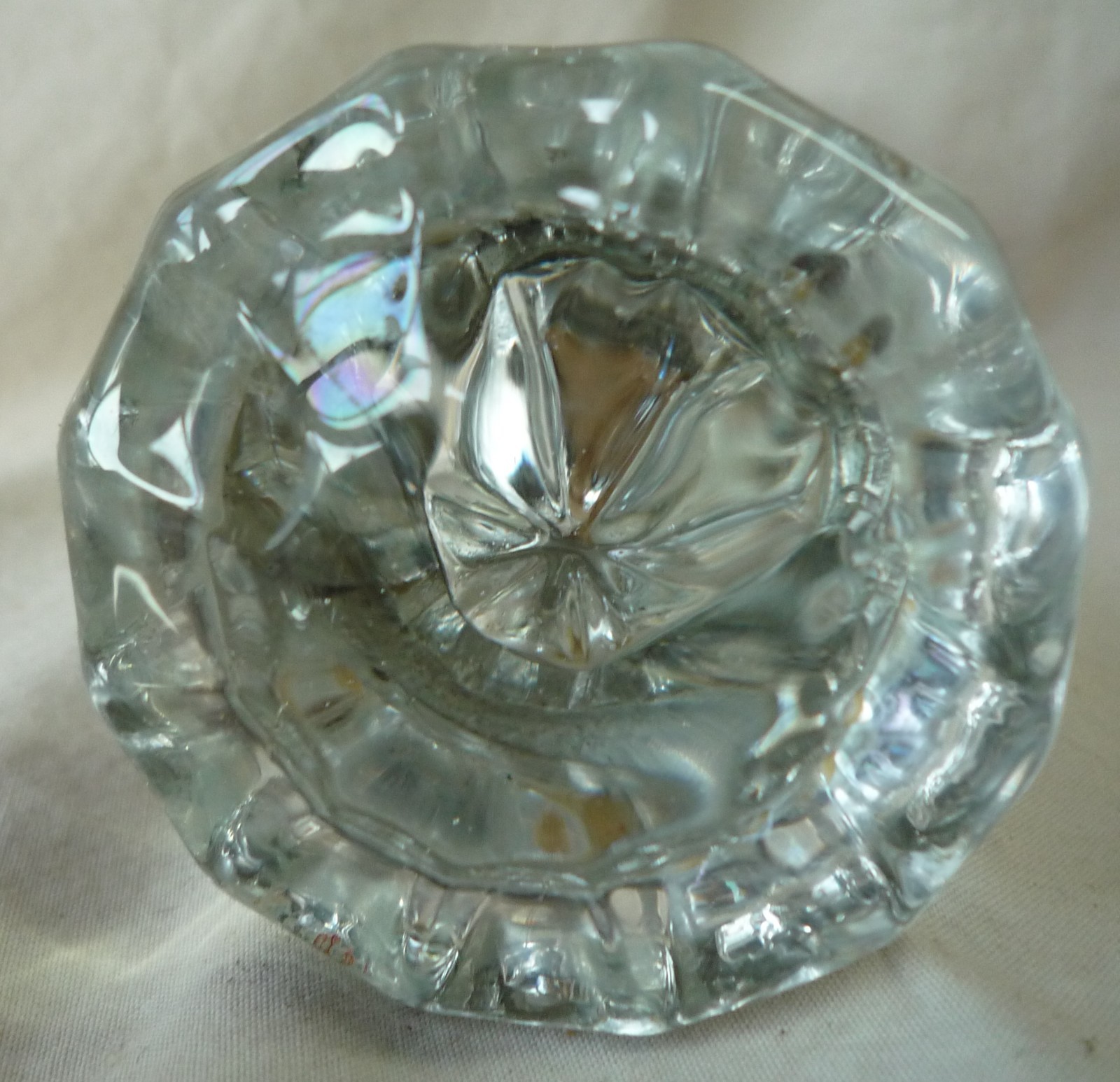 Door Knobs 12 pointed Steel & Glass CRYSTAL #A (per pair)