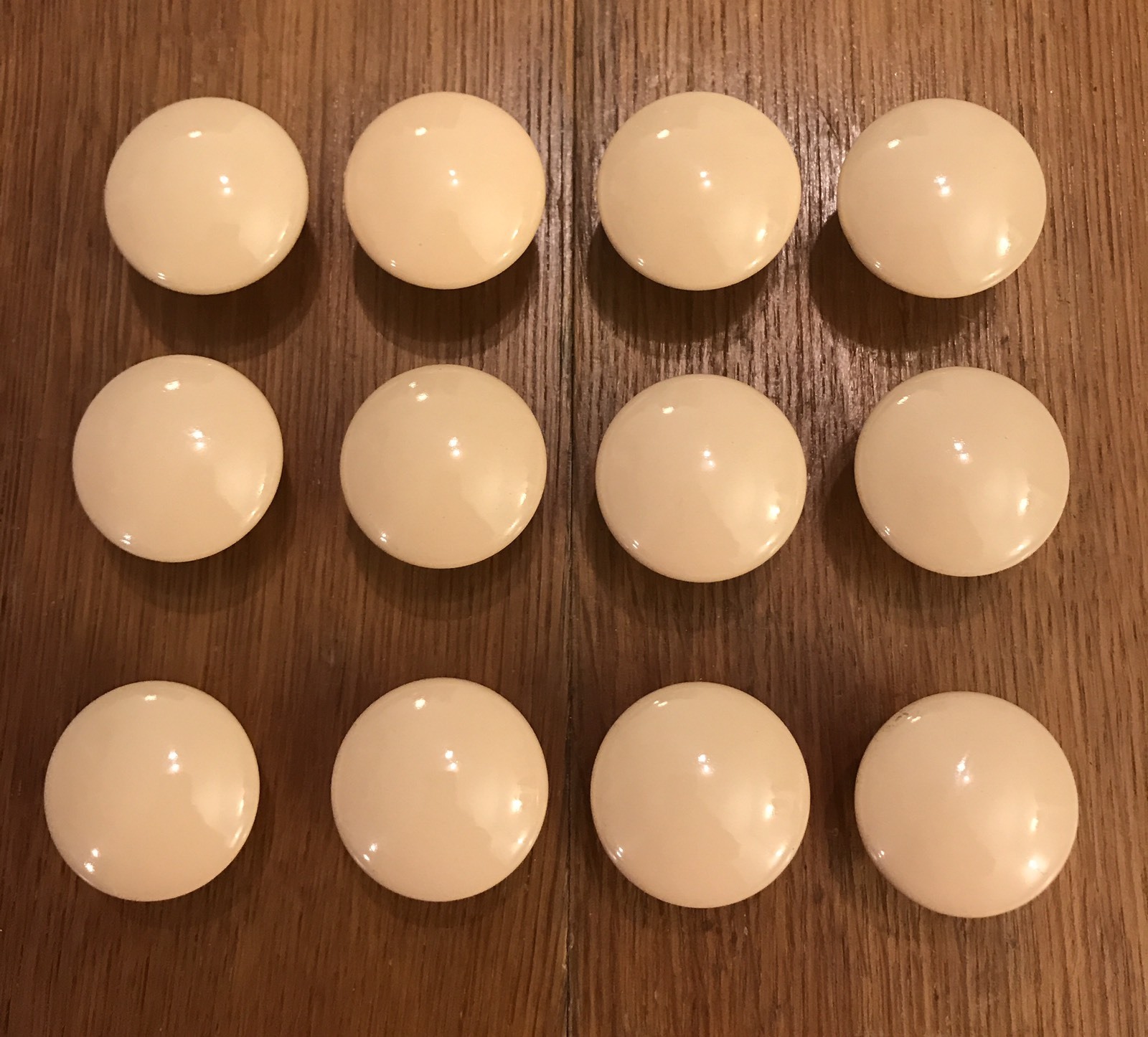 6 Knobs Ceramic Round Tan Beige Pedestal Mushroom Shape Cabinet Drawer Vintage