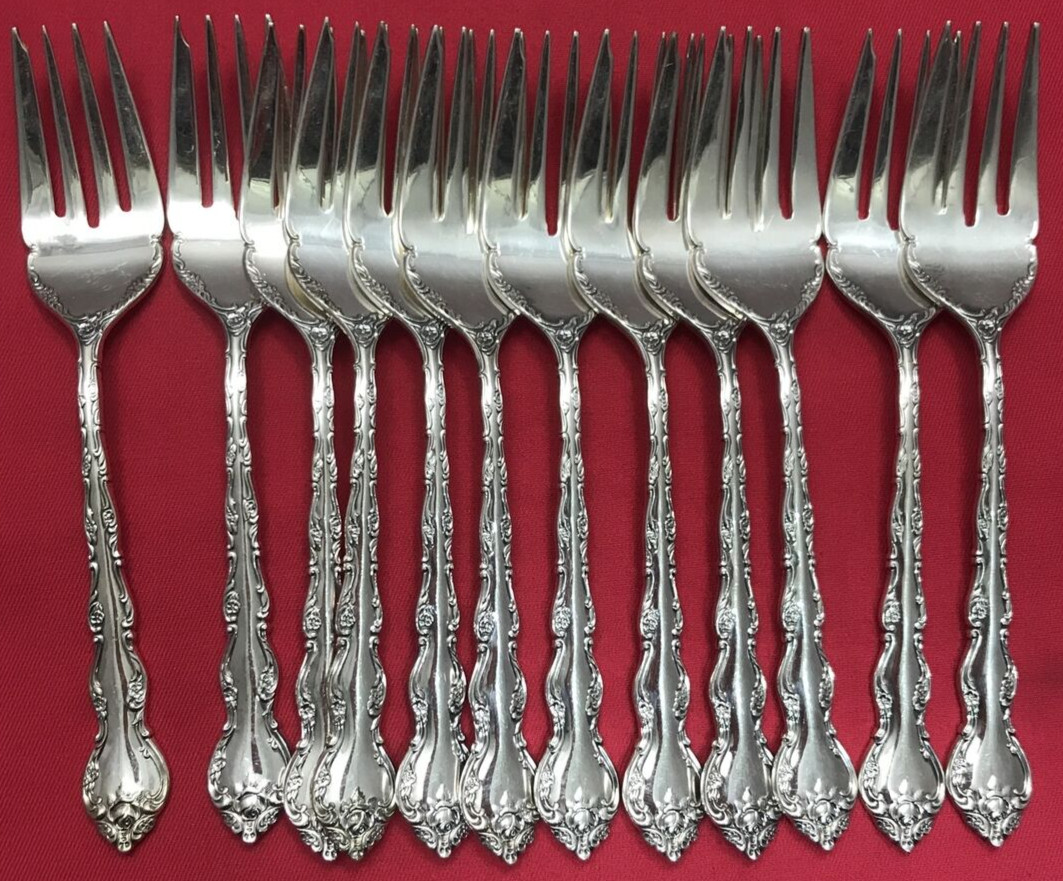 24 Pc ABBEY ROSE Silverplated DINNER & SALAD FORKS Wallace Silversmiths
