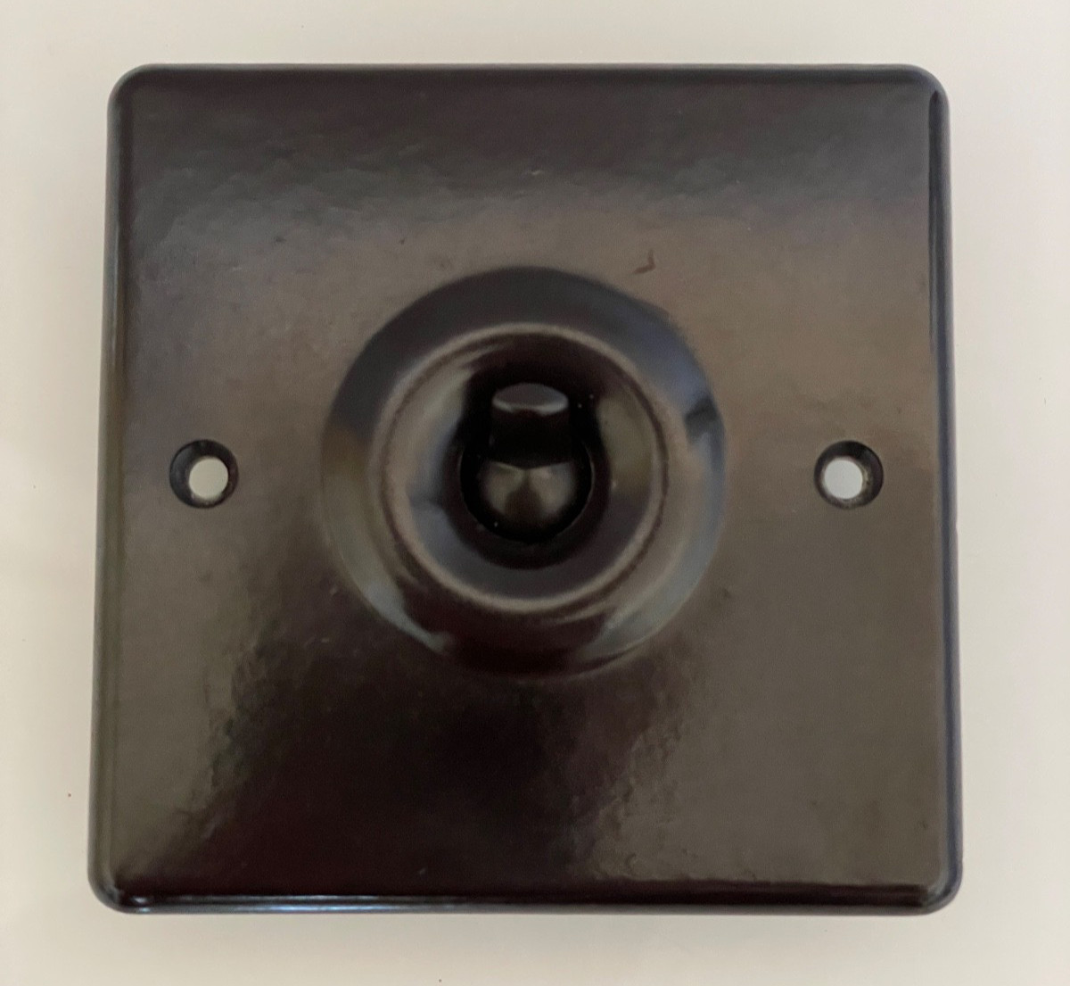 Vintage GEC Brown Bakelite Square Plate 1 Gang Light Switch New Old Stock AC