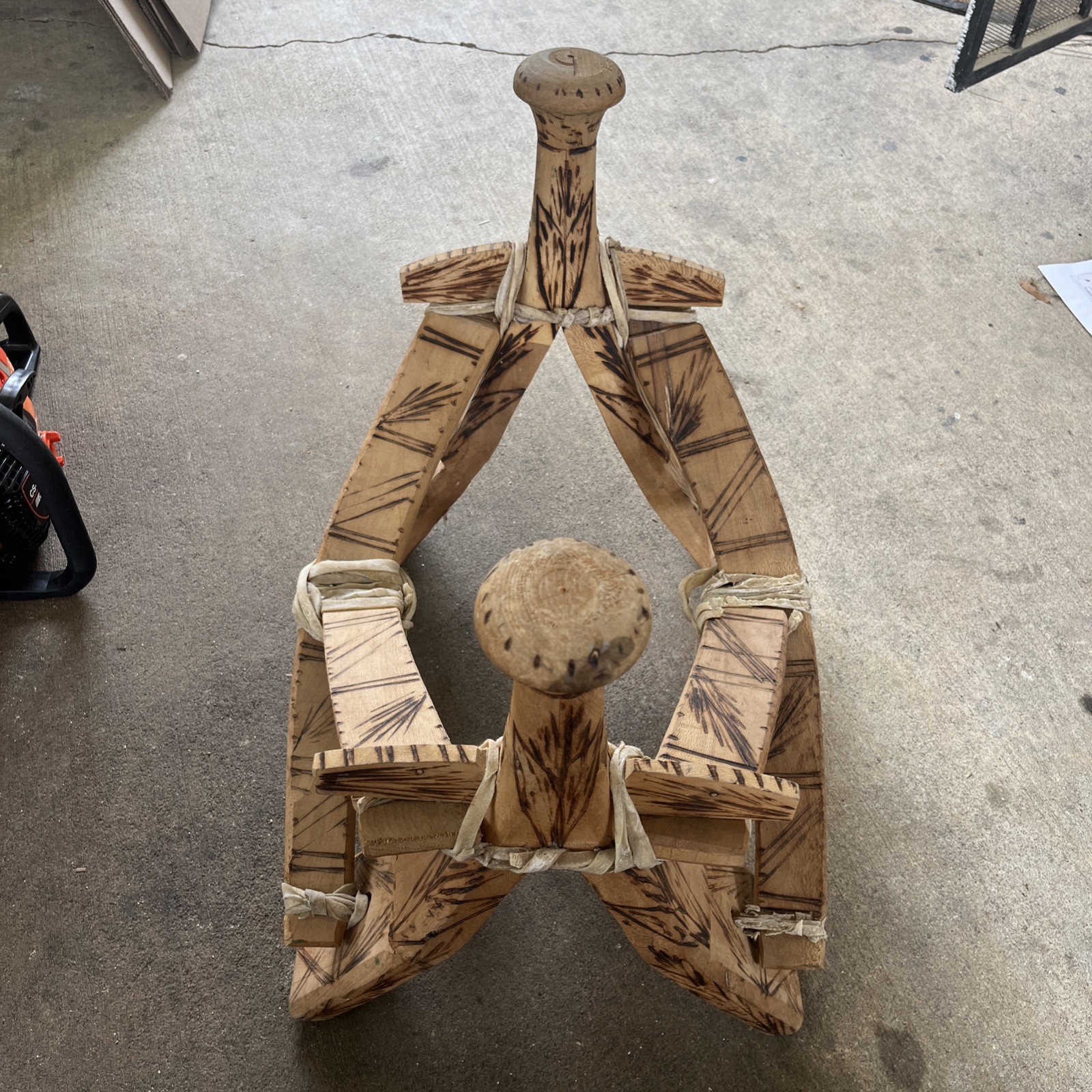 Vintage Rustic Hand Carved Camel Saddle Foot Stool
