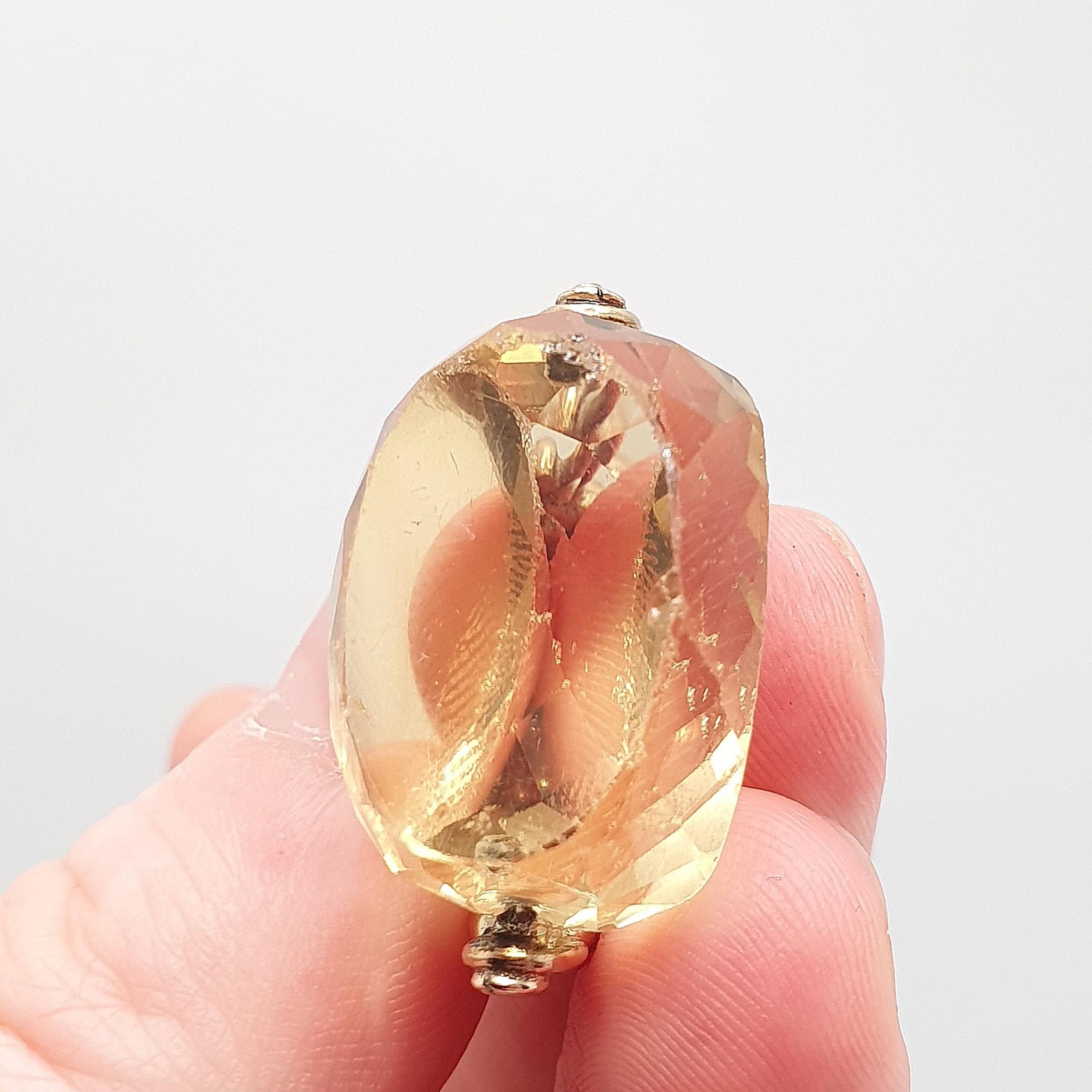 Antique Victorian 9ct 9k Gold Citrine Spinner Fob Pendant Necklace Large Big