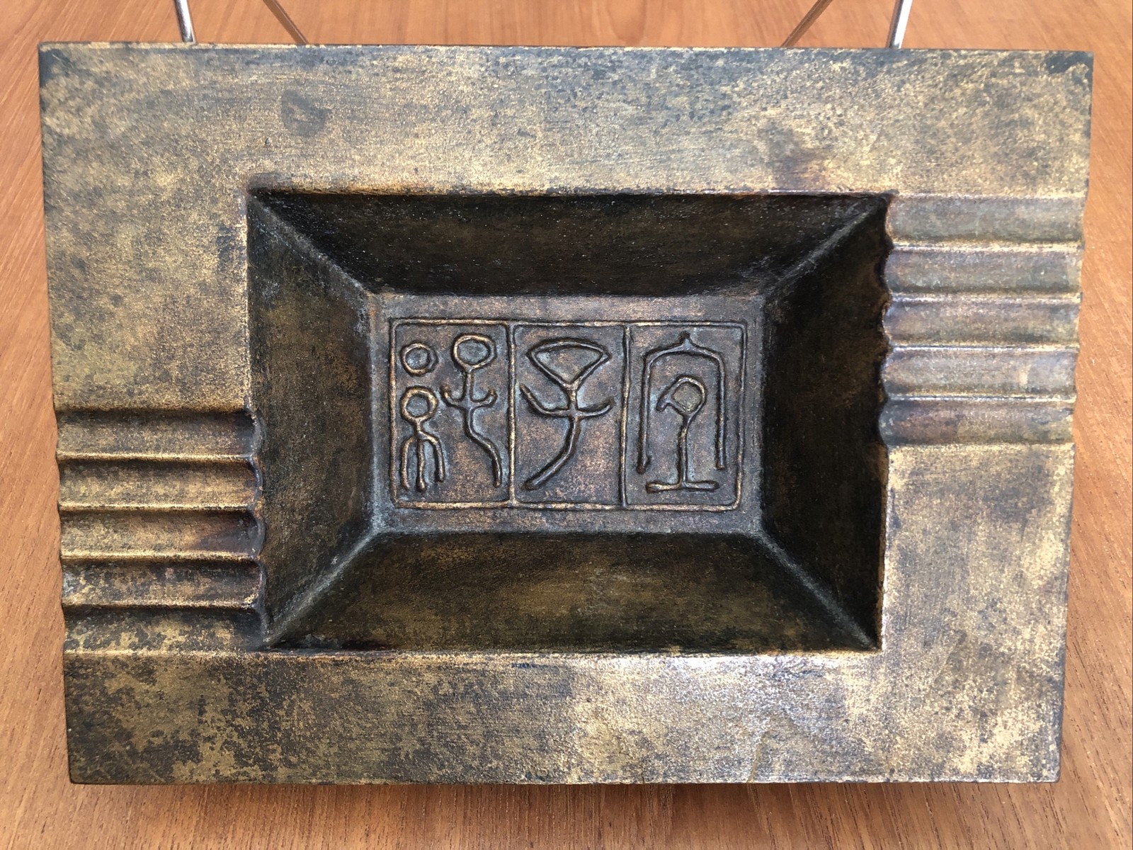 VINTAGE MID-CENTURY MODERN BRONZE ASH TRAY ART DECO 1930s