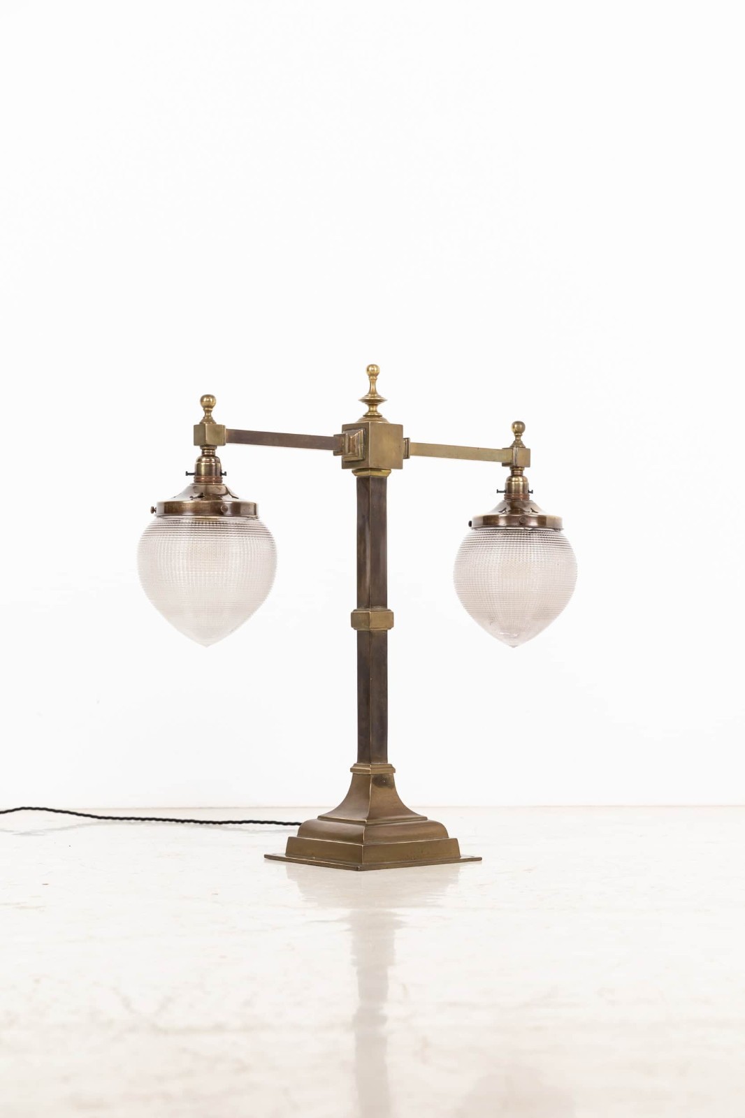 Double-Headed / Twin armed GEC & Holophane Brass Bankers Desk Lamp