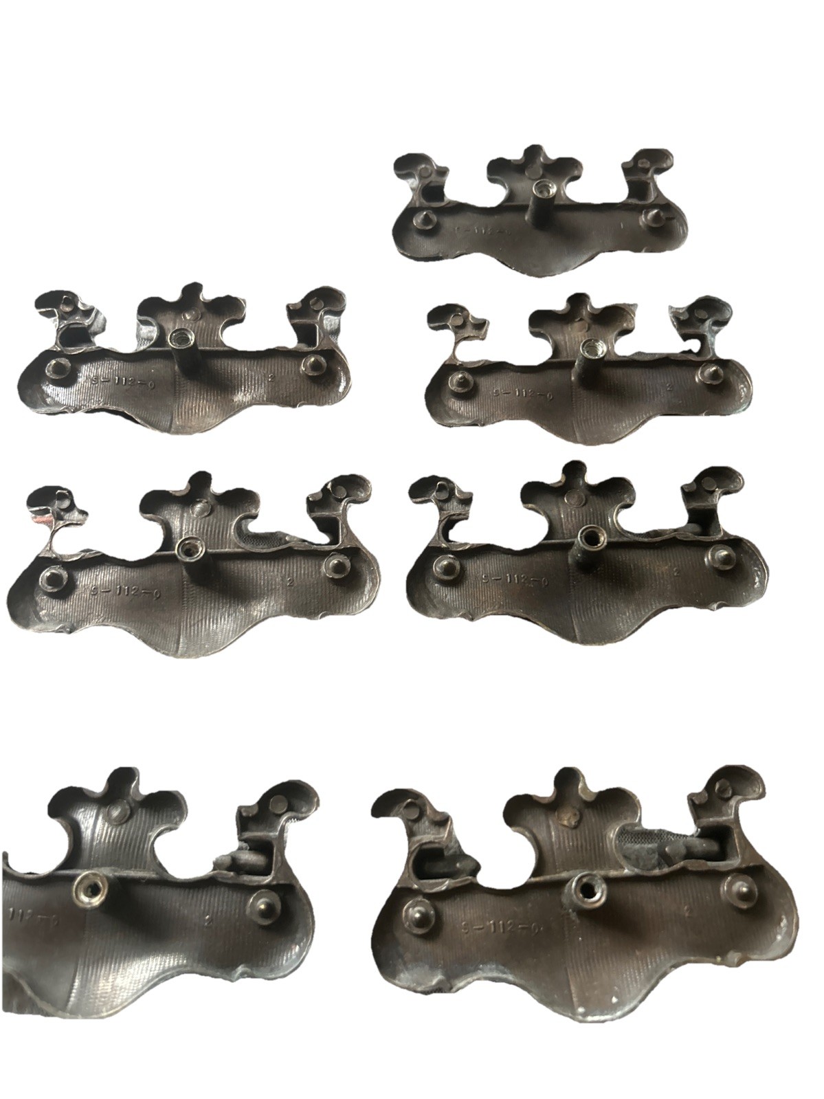 11 Brass Drawer Swing Handle Pulls Chippendale Batwing Antique Hardware W/Screws