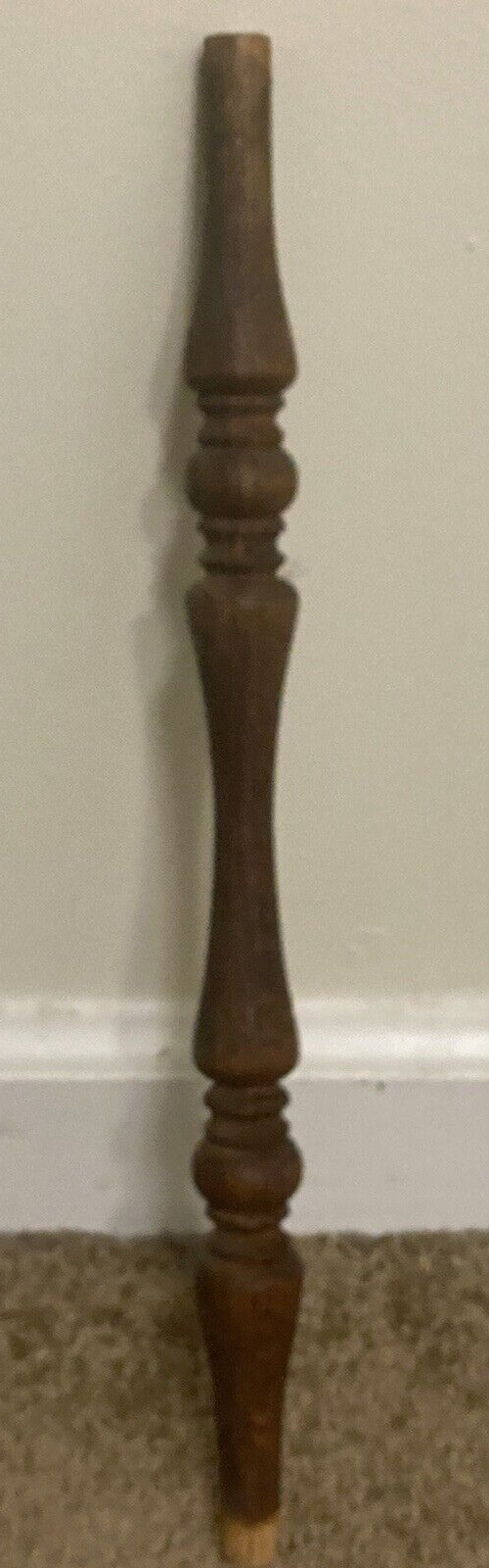 Antique Turned Wood Spindle Baluster Hardwood 13.5″ Long