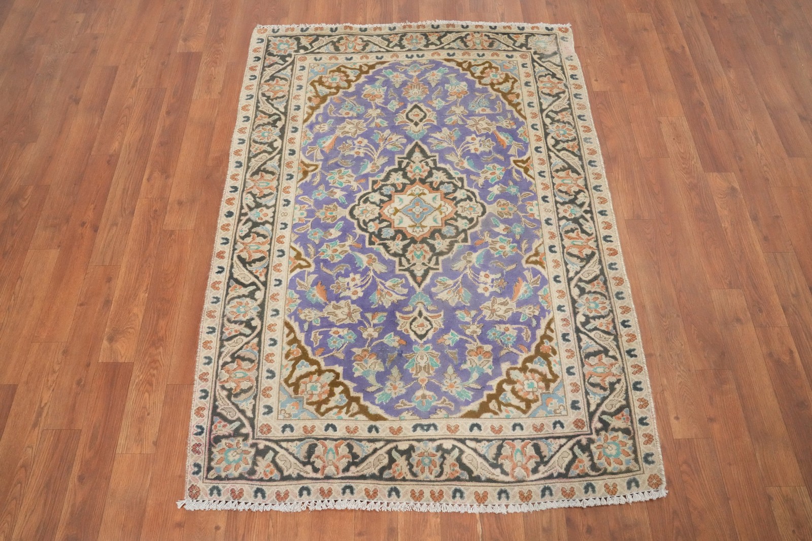 Traditional Wool Purple Accent Rug 3×5 Over-Dyed Hand-made Floral Foyer Carpet