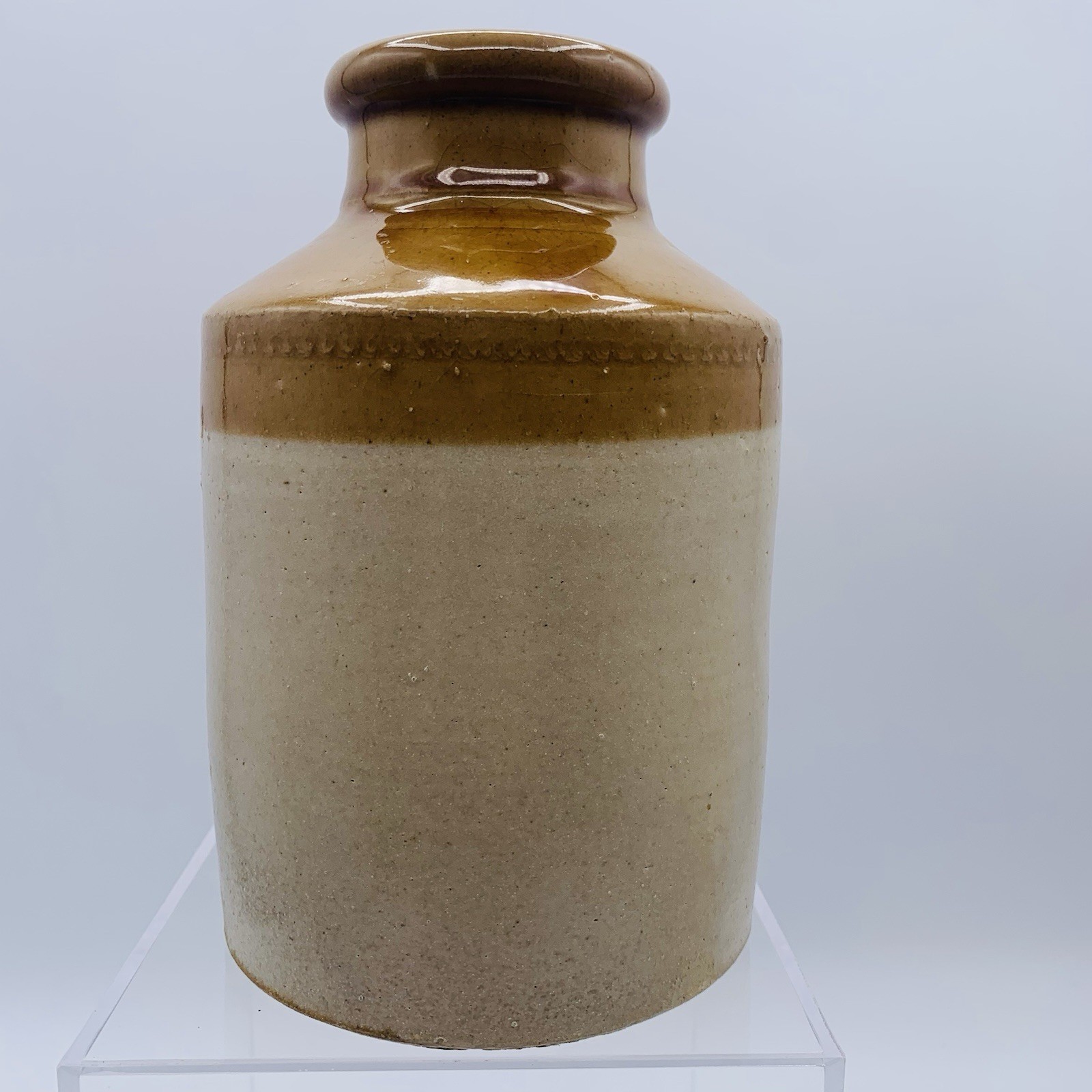 Antique Pickle Crock Stoneware Mustard Jar 6.5” Tall