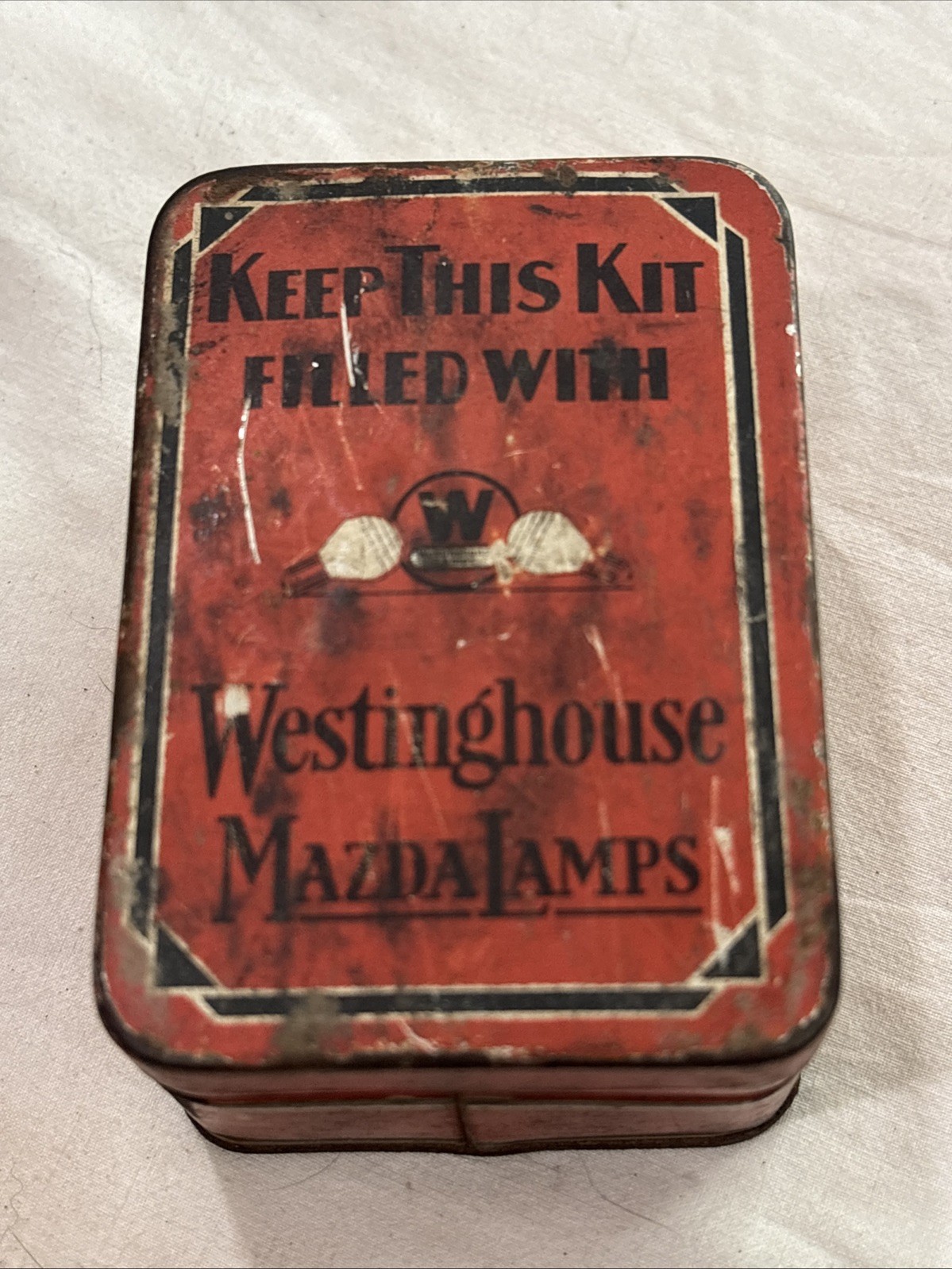 Primitive Westinghouse 1930’s Mazda James Lamp/bulb Tin W Bulbs