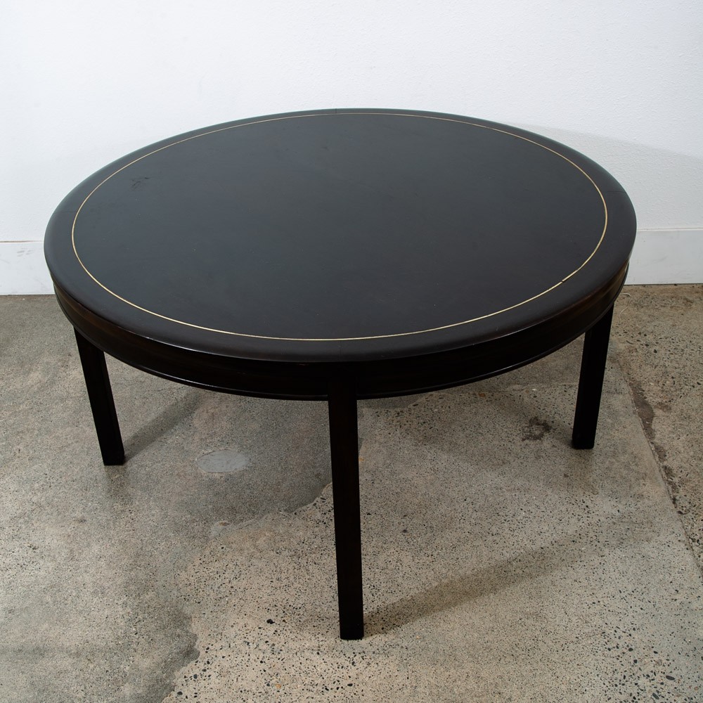 Mid Century Modern Dining Table Card Walnut Round Custom Vintage Brass Gold Mcm
