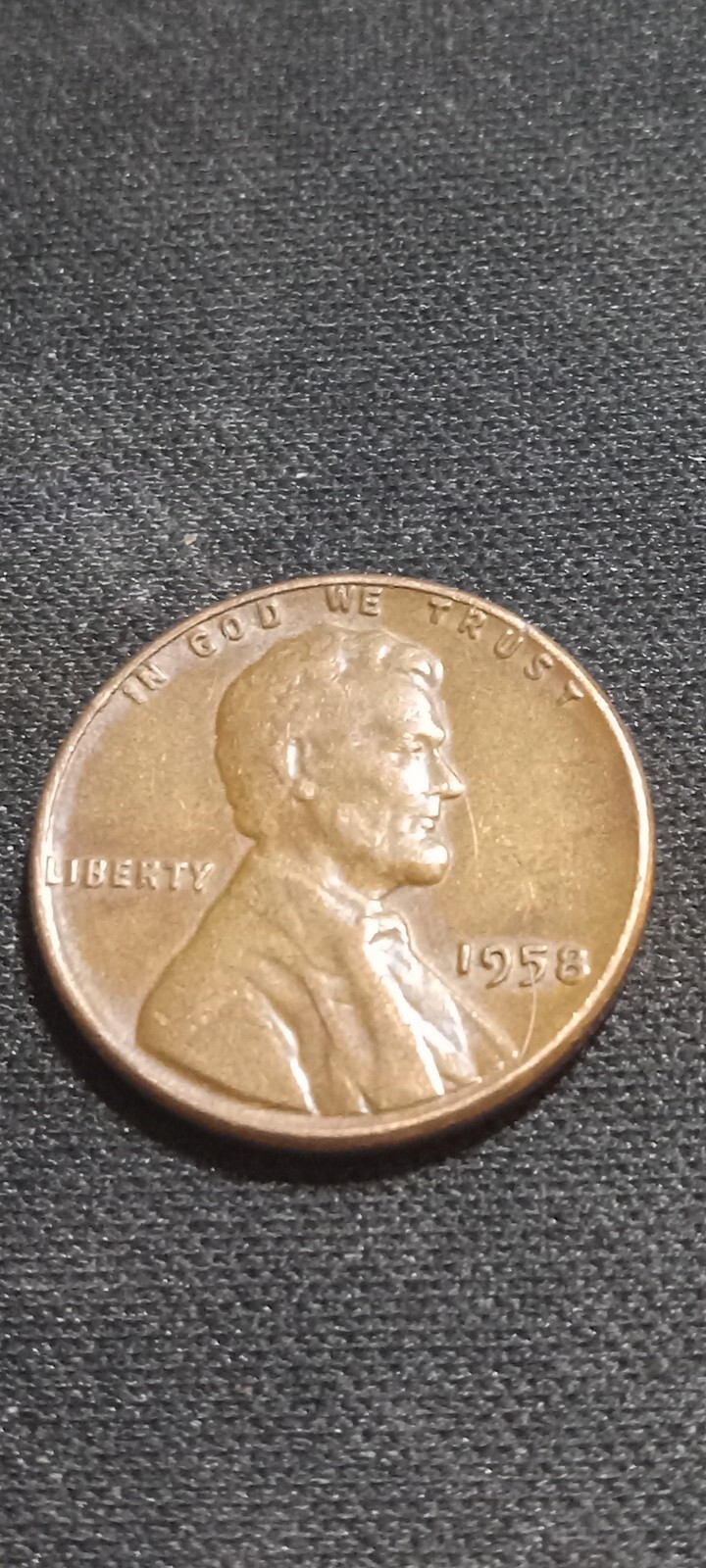 1958 wheat penny no mint mark and error (L on edge of rim)