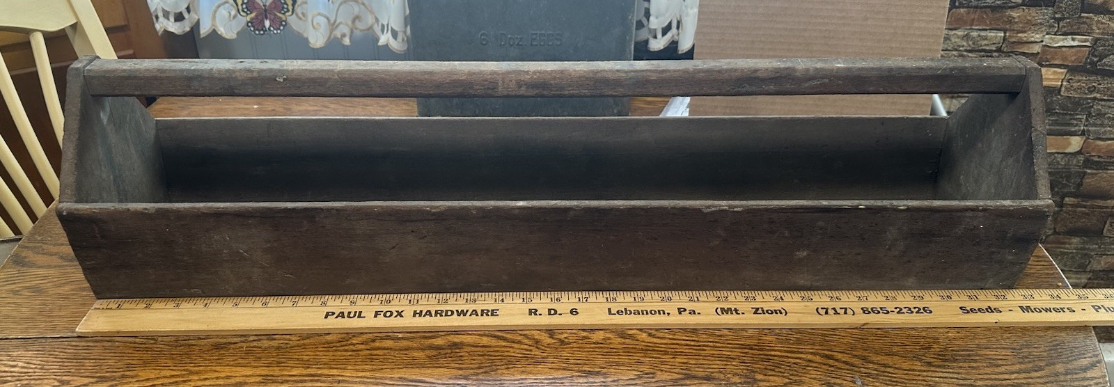 Vintage Primitive Large Wood Tool Caddy 32 1/2” Long See Pictures For Condition