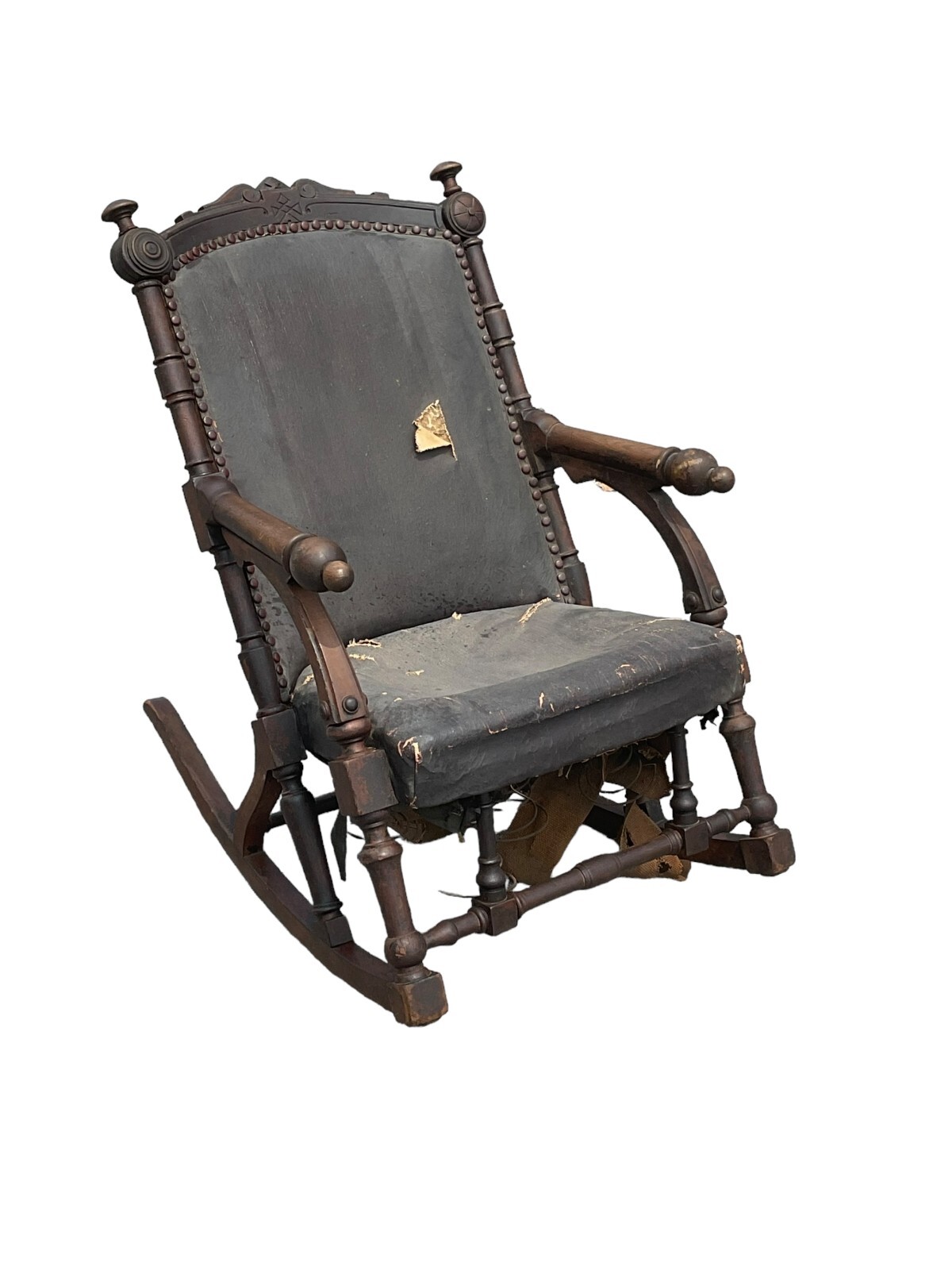 Antique Victorian rare signed George Hunzinger rocking chair 1869