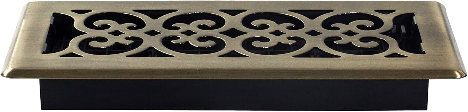 Decor Grates SPH410-A Scroll Design Floor 4×10, Antique Brass Finish